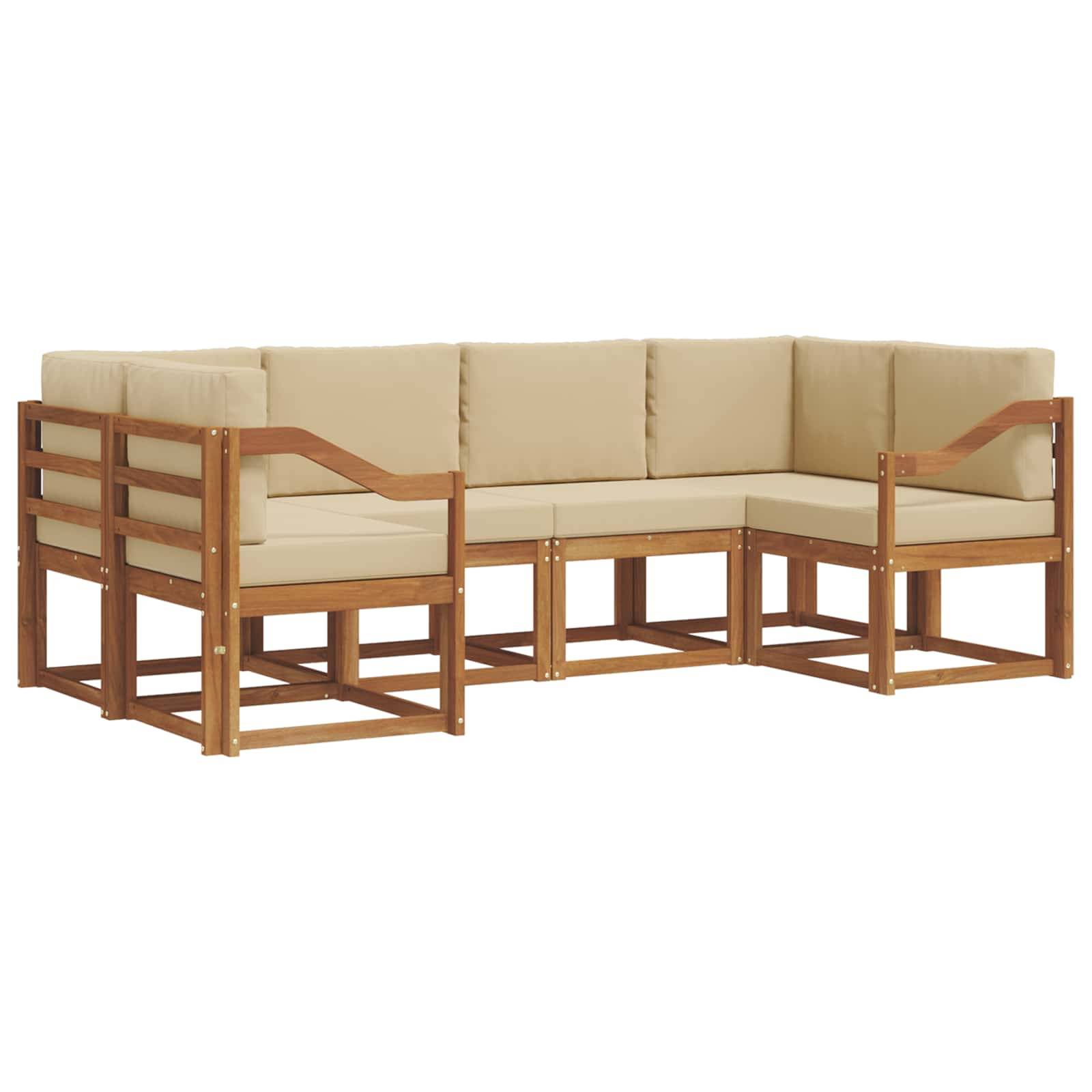 vidaXL Outdoor-Sofagarnitur mit Kissen 6 pcs Natur und Beige