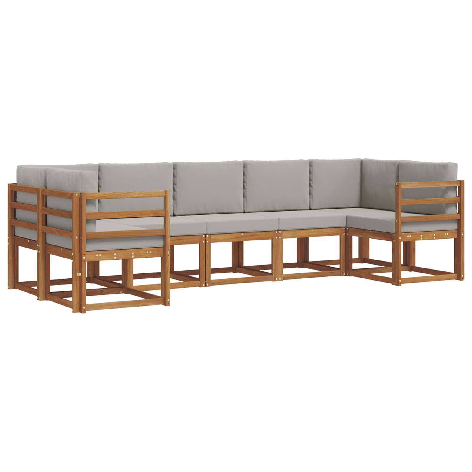 vidaXL Outdoor-Sofagarnitur mit Kissen 7 pcs Natürlich und Hellgrau