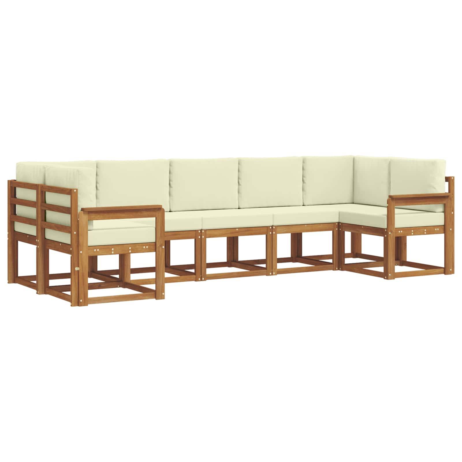 vidaXL Outdoor-Sofagarnitur mit Kissen 7 pcs Natur und Creme