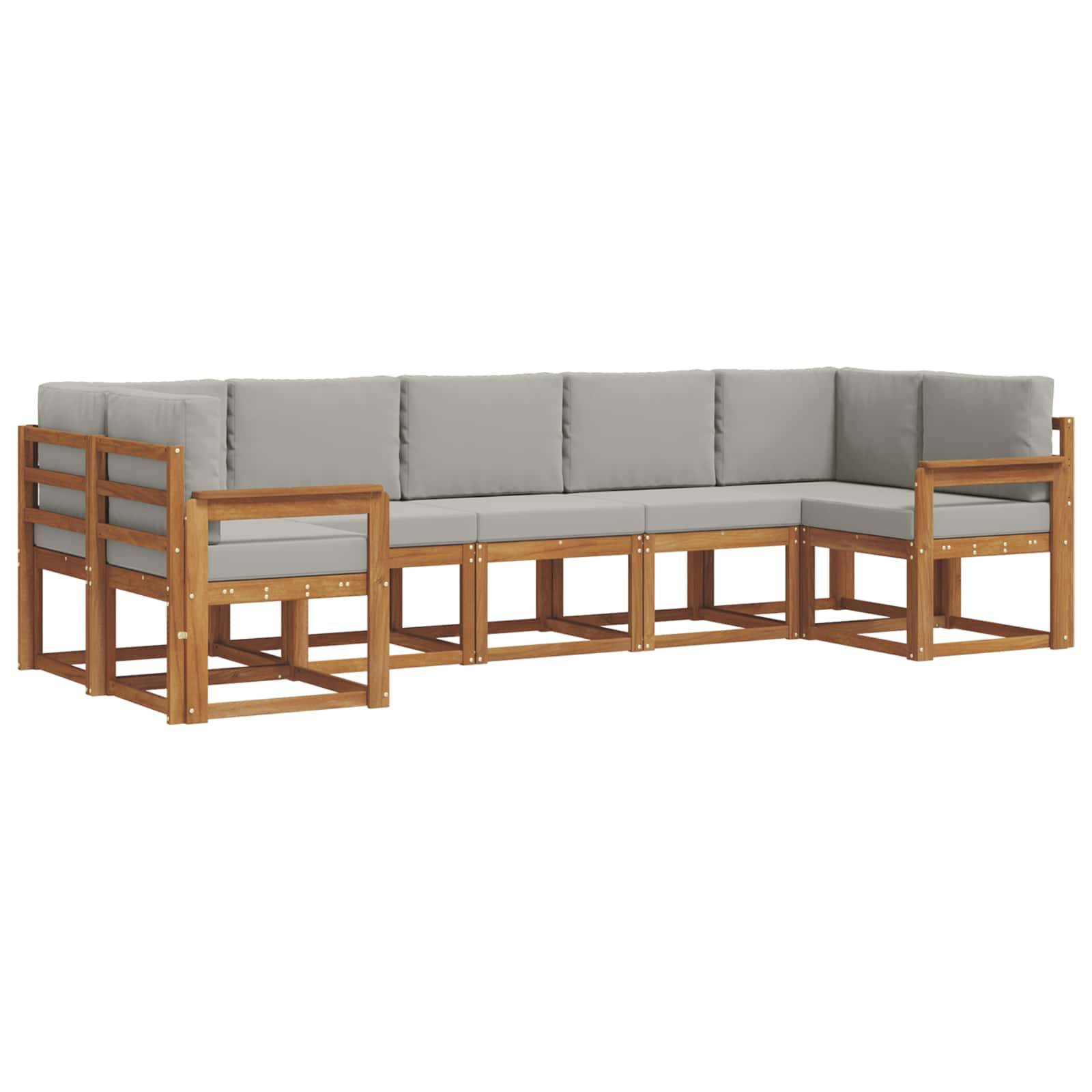 vidaXL Outdoor-Sofagarnitur mit Kissen 7 pcs Natürlich und Hellgrau