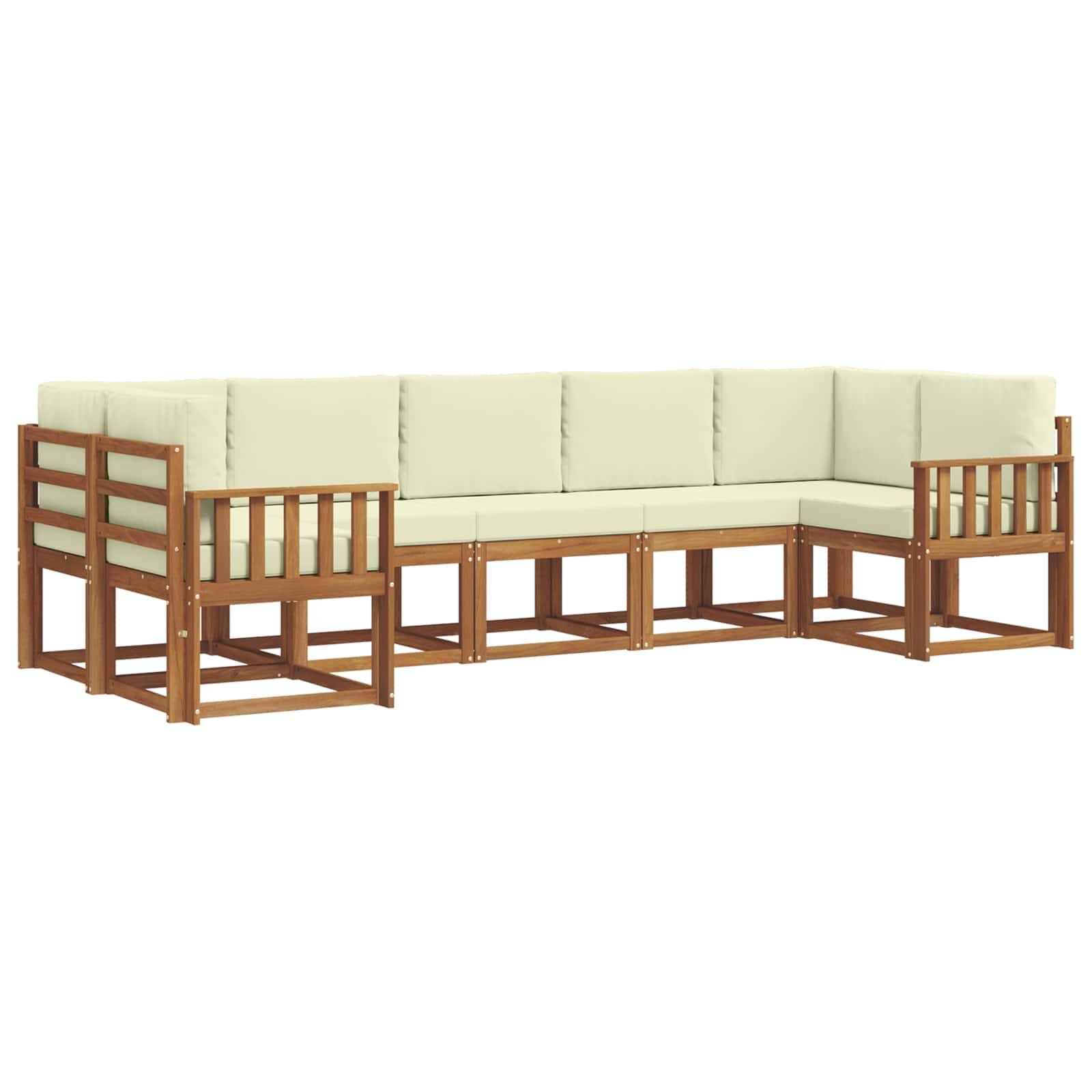 vidaXL Outdoor-Sofagarnitur mit Kissen 7 pcs Natur und Creme
