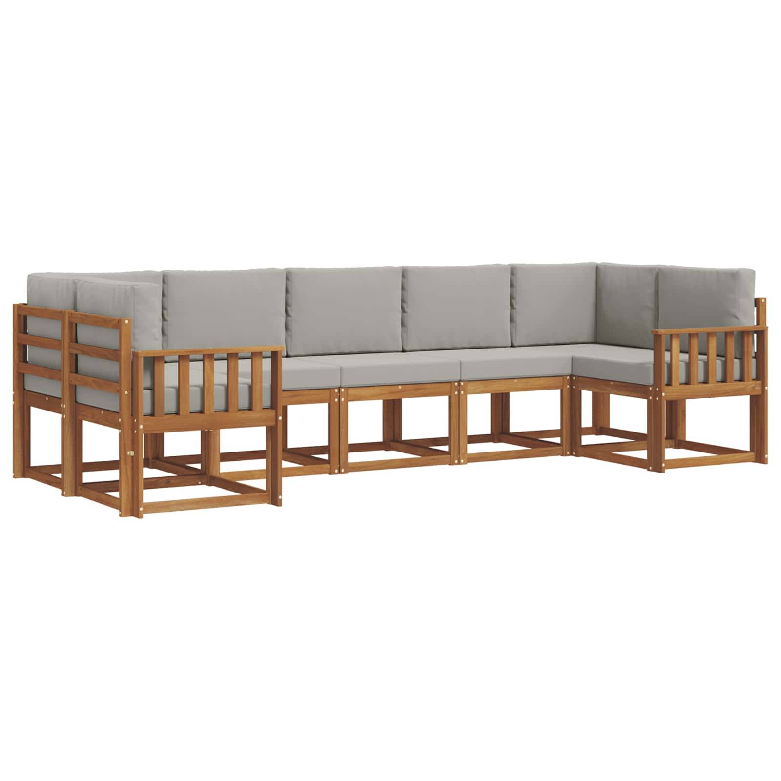 vidaXL Outdoor-Sofagarnitur mit Kissen 7 pcs Natürlich und Hellgrau