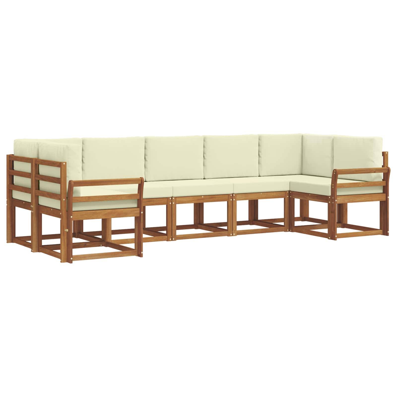 vidaXL Outdoor-Sofagarnitur mit Kissen 7 pcs Natur und Creme