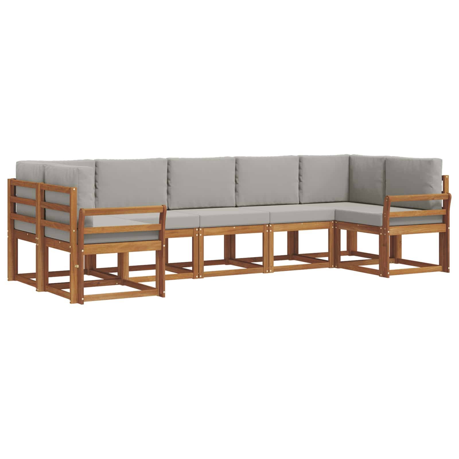 vidaXL Outdoor-Sofagarnitur mit Kissen 7 pcs Natürlich und Hellgrau
