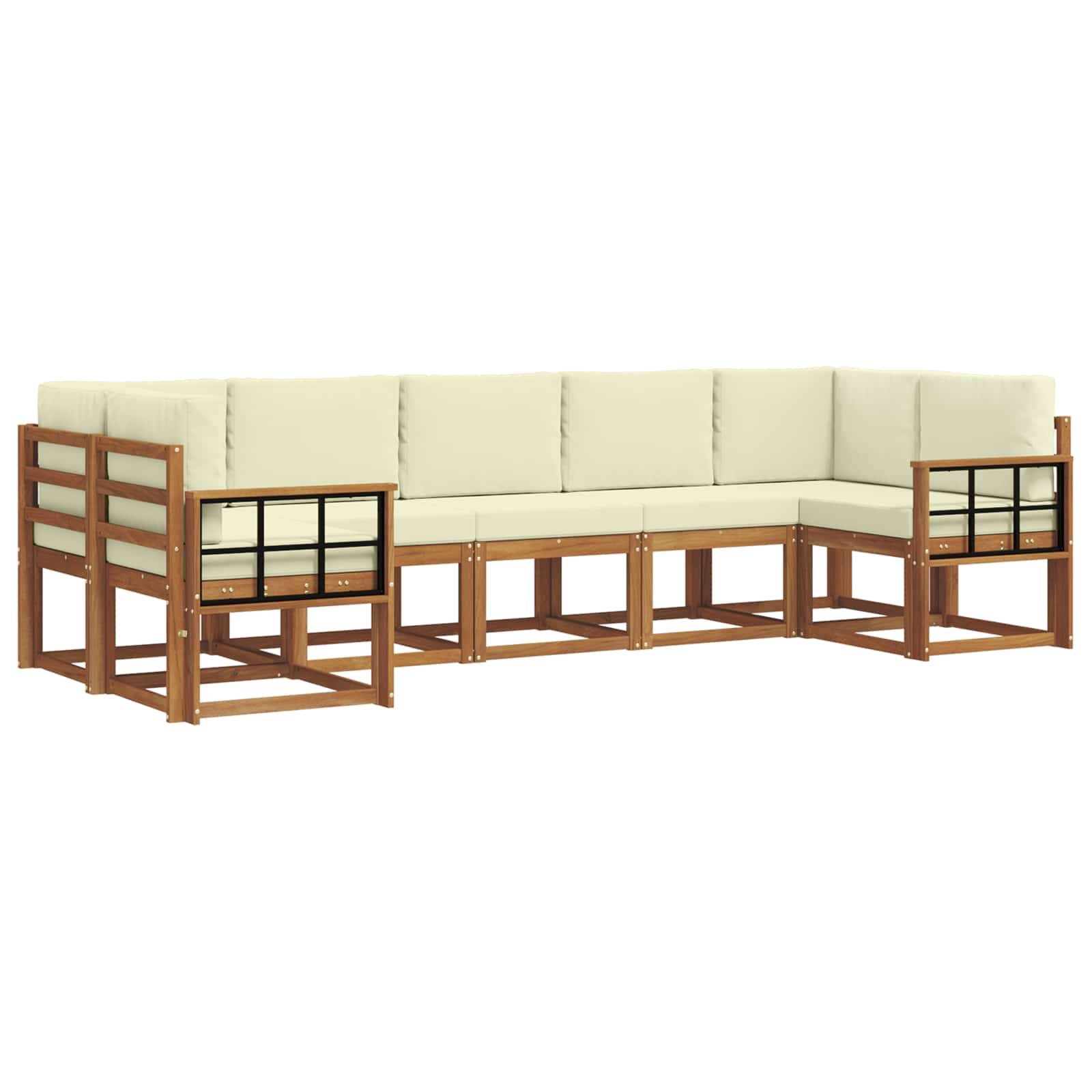 vidaXL Outdoor-Sofagarnitur mit Kissen 7 pcs Natur und Creme
