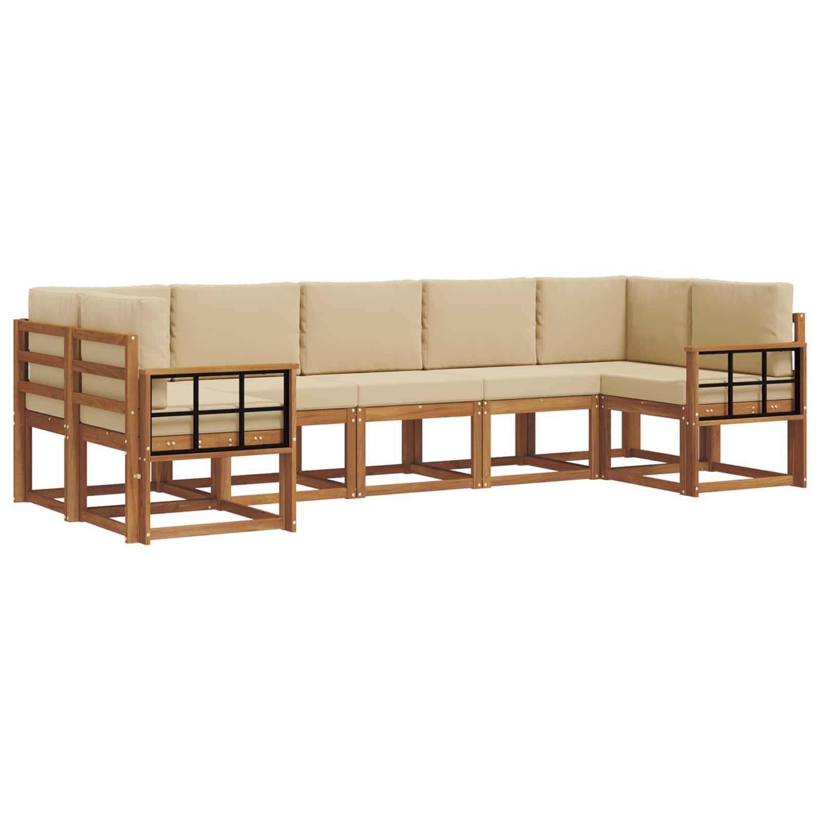 vidaXL Outdoor-Sofagarnitur mit Kissen 7 pcs Natur und Beige