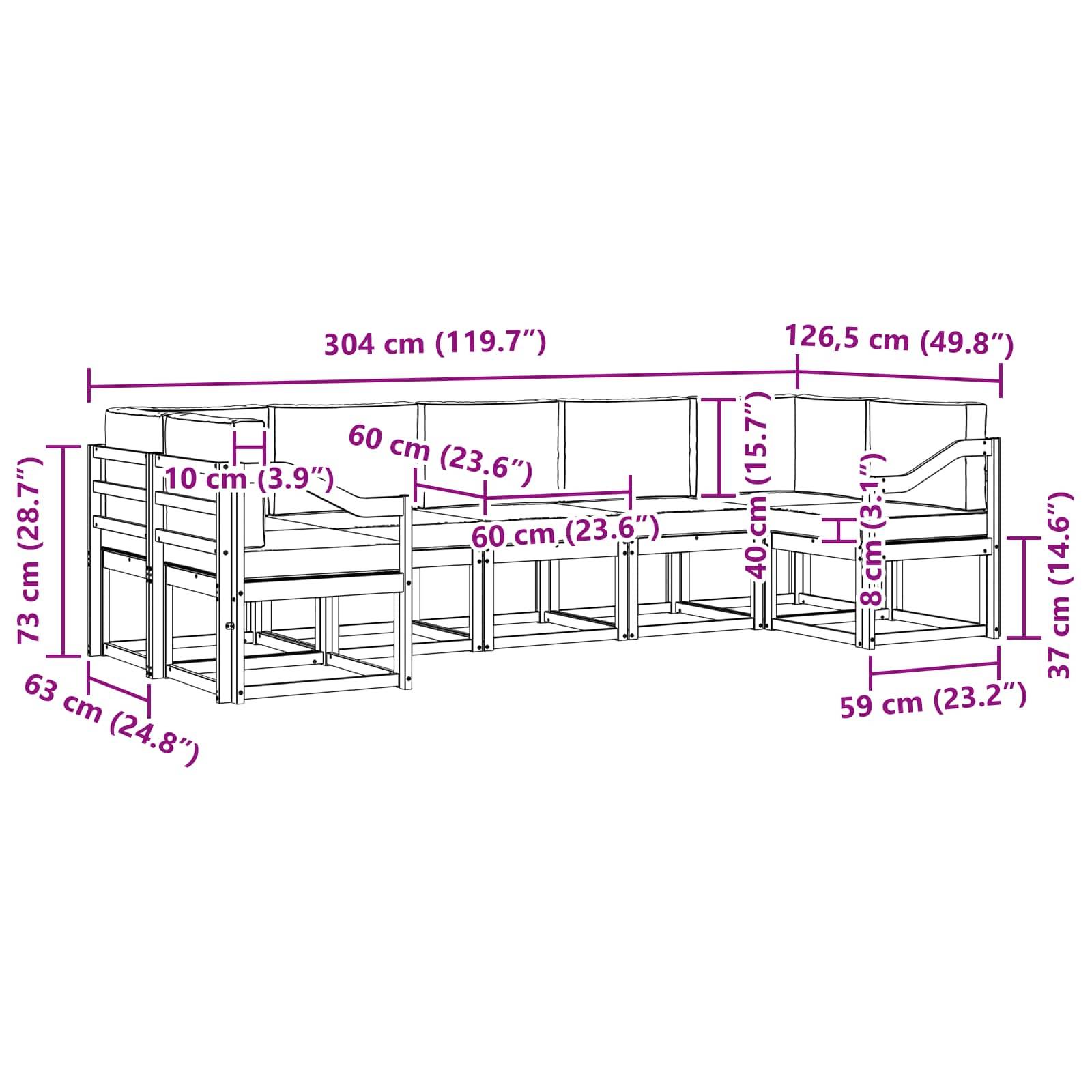 vidaXL Outdoor-Sofagarnitur mit Kissen 7 pcs Weiß und Beige