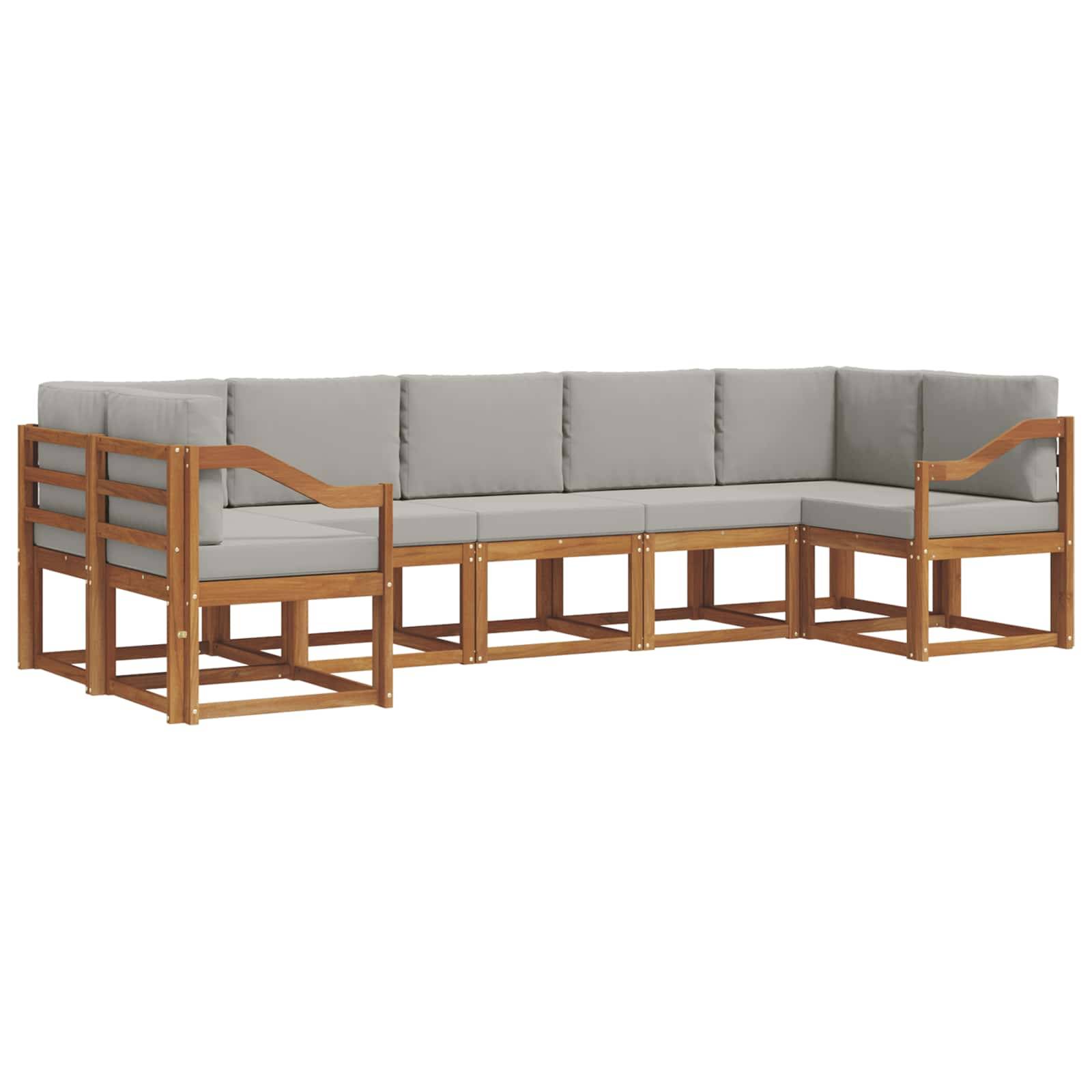 vidaXL Outdoor-Sofagarnitur mit Kissen 7 pcs Natürlich und Hellgrau