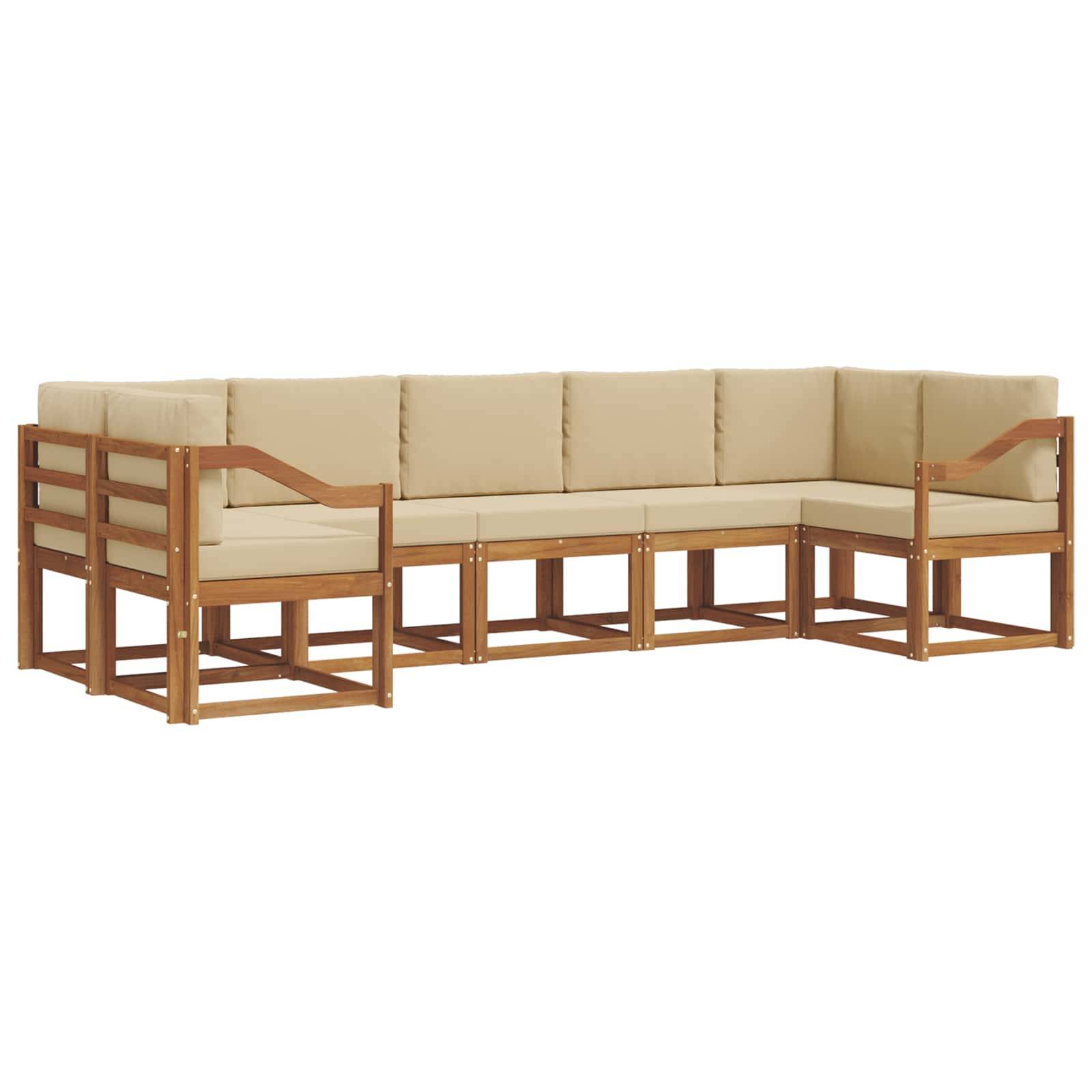 vidaXL Outdoor-Sofagarnitur mit Kissen 7 pcs Natur und Beige