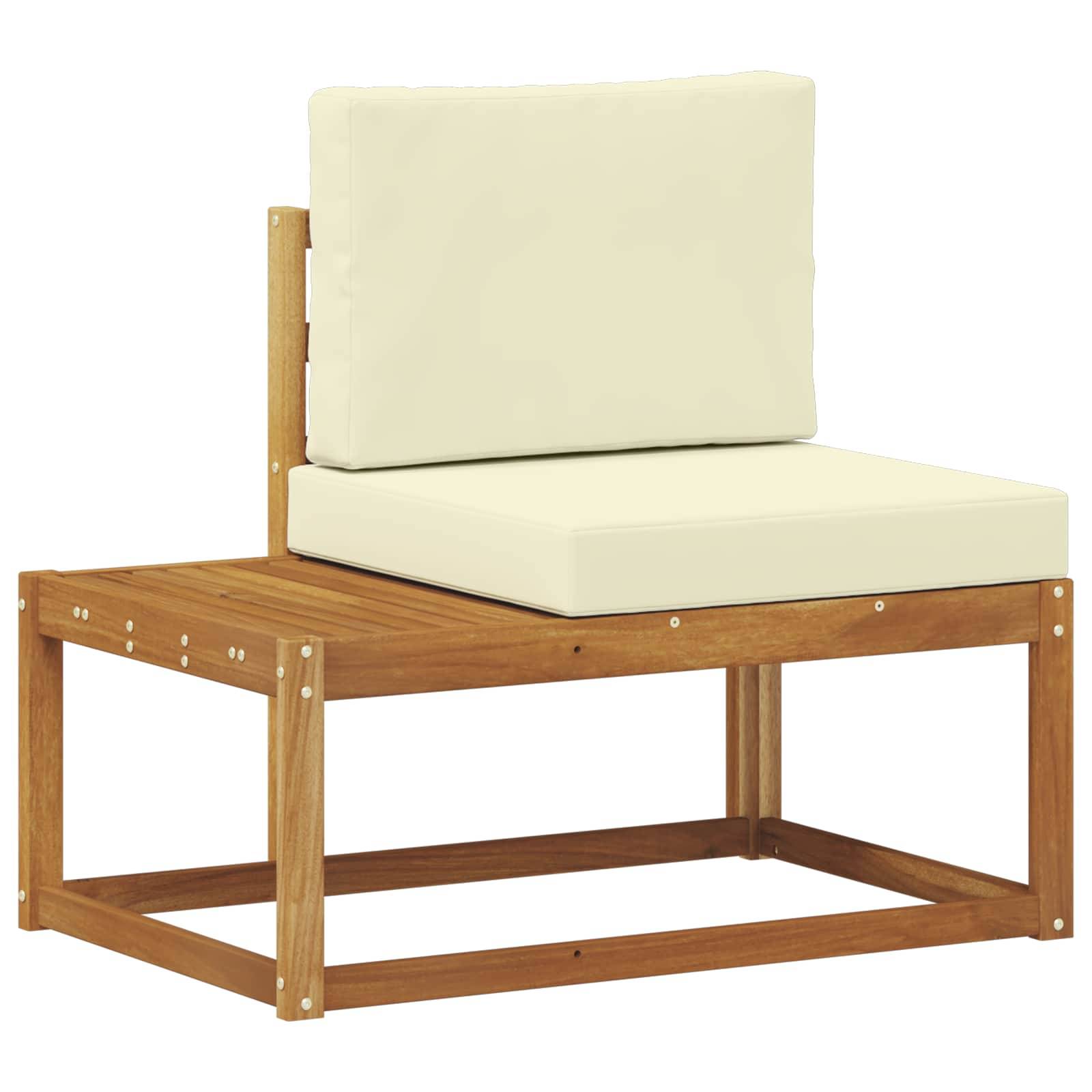 vidaXL Outdoor End Sofa 2 Stück Natur und Creme Massivholz Akazie
