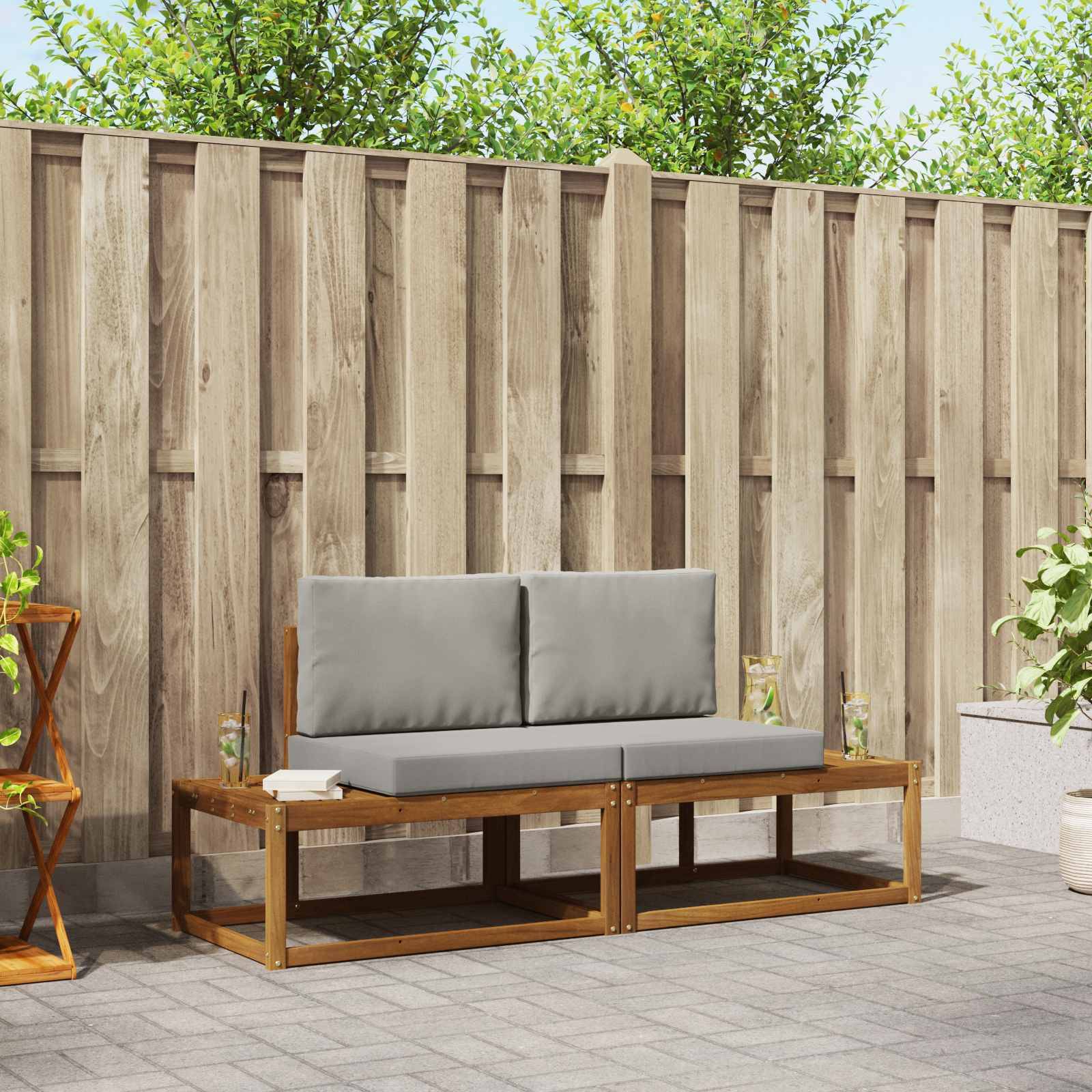 vidaXL Outdoor-Sofagarnitur mit Kissen 2 pcs Natur