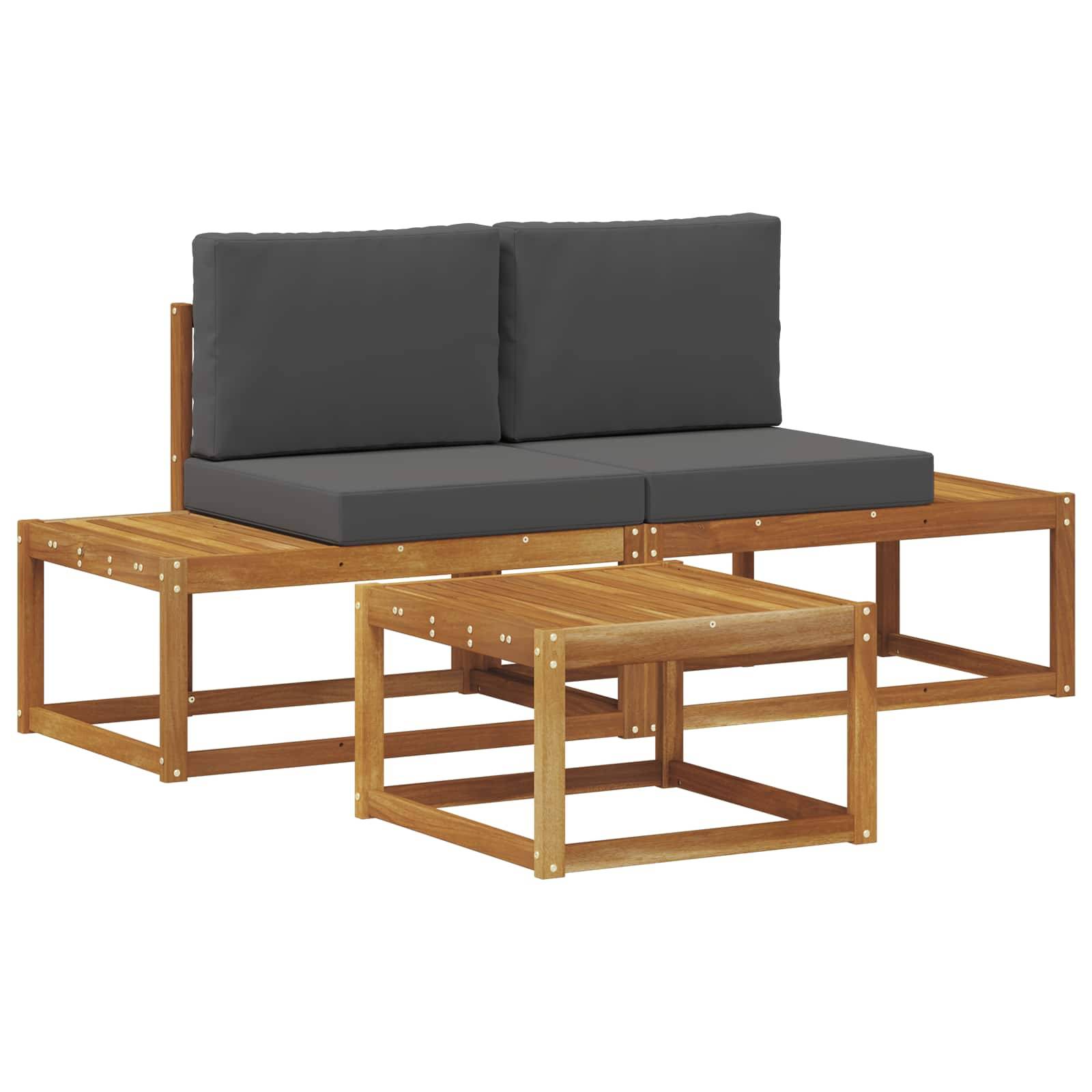 vidaXL Outdoor-Sofagarnitur mit Kissen 3 pcs Natur