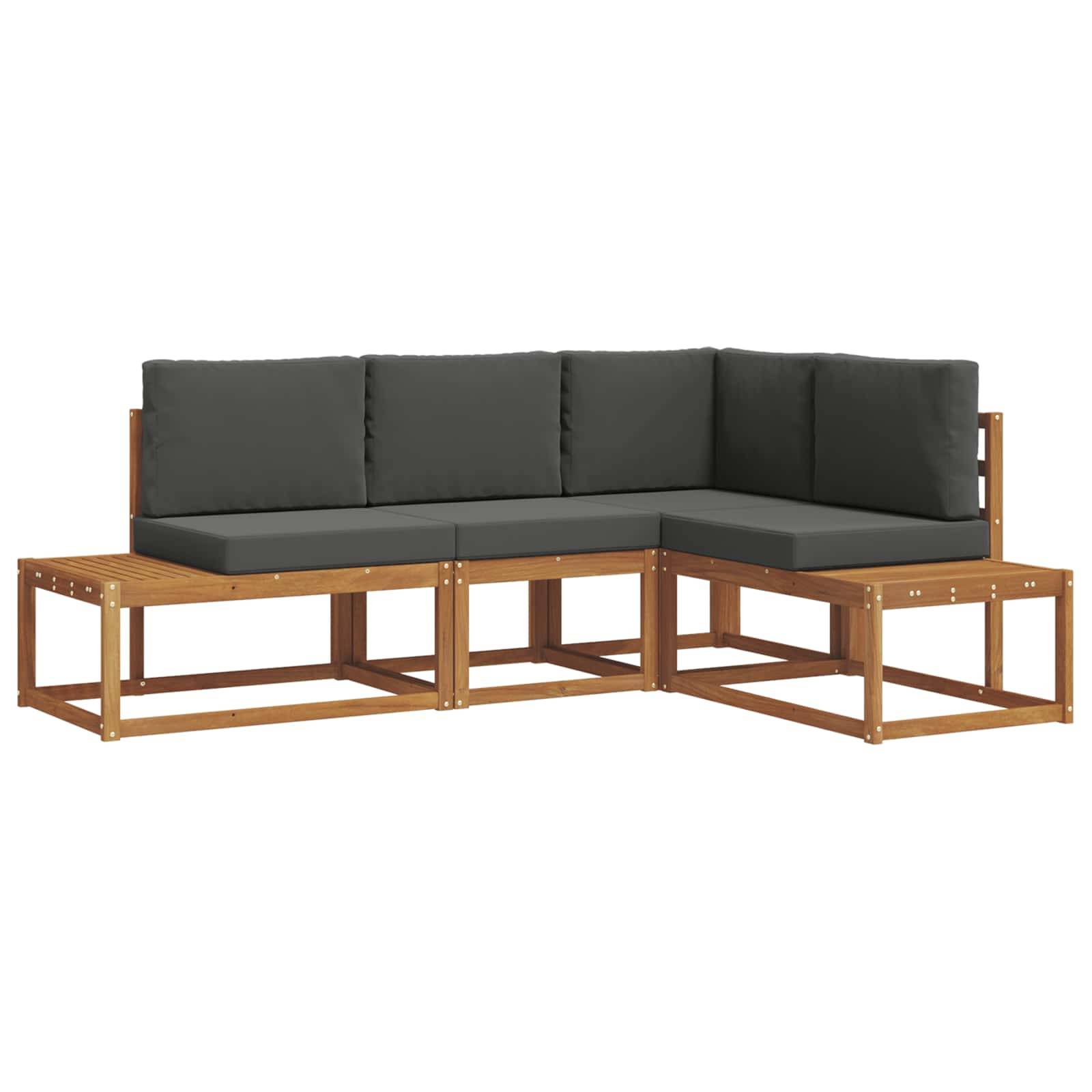 vidaXL Outdoor-Sofagarnitur mit Kissen 4 Stück Natur und Anthrazit