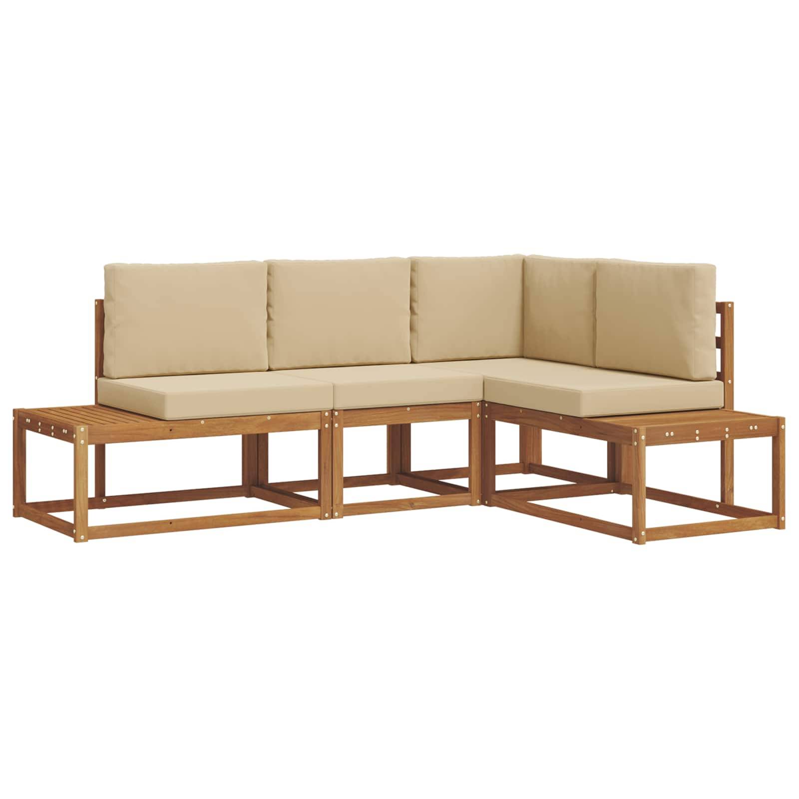 vidaXL Outdoor-Sofagarnitur mit Kissen 4 Stück Natur und Beige