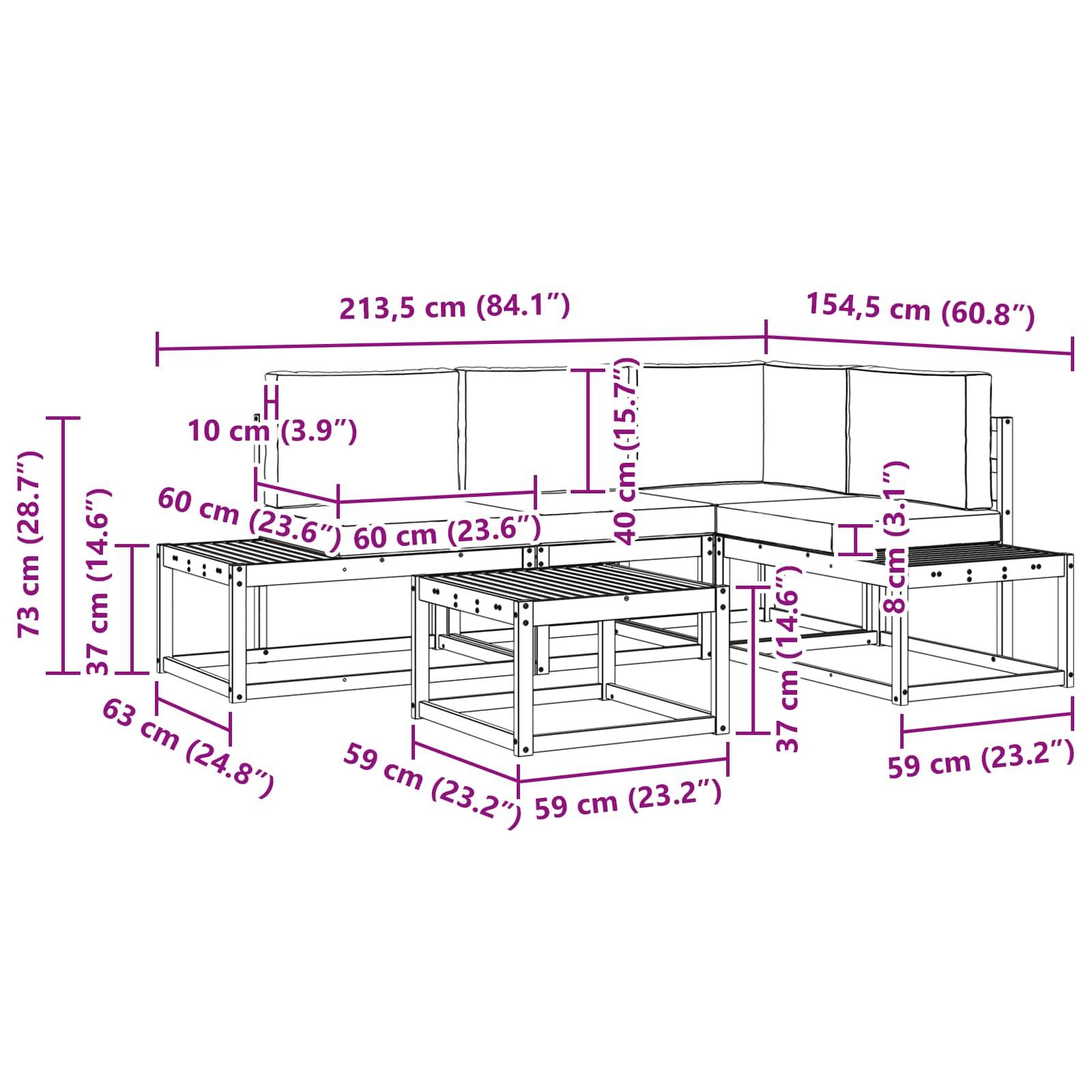 vidaXL Outdoor-Sofagarnitur mit Kissen 5 Stück Natur und Beige