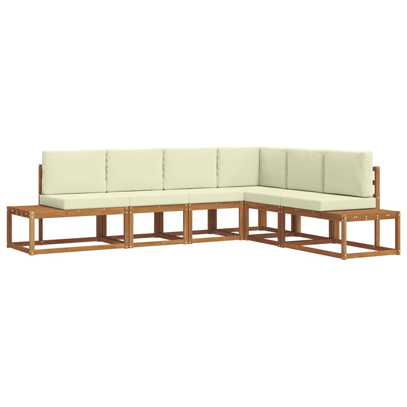 vidaXL Outdoor-Sofagarnitur mit Kissen 6 Stück Natur und Creme