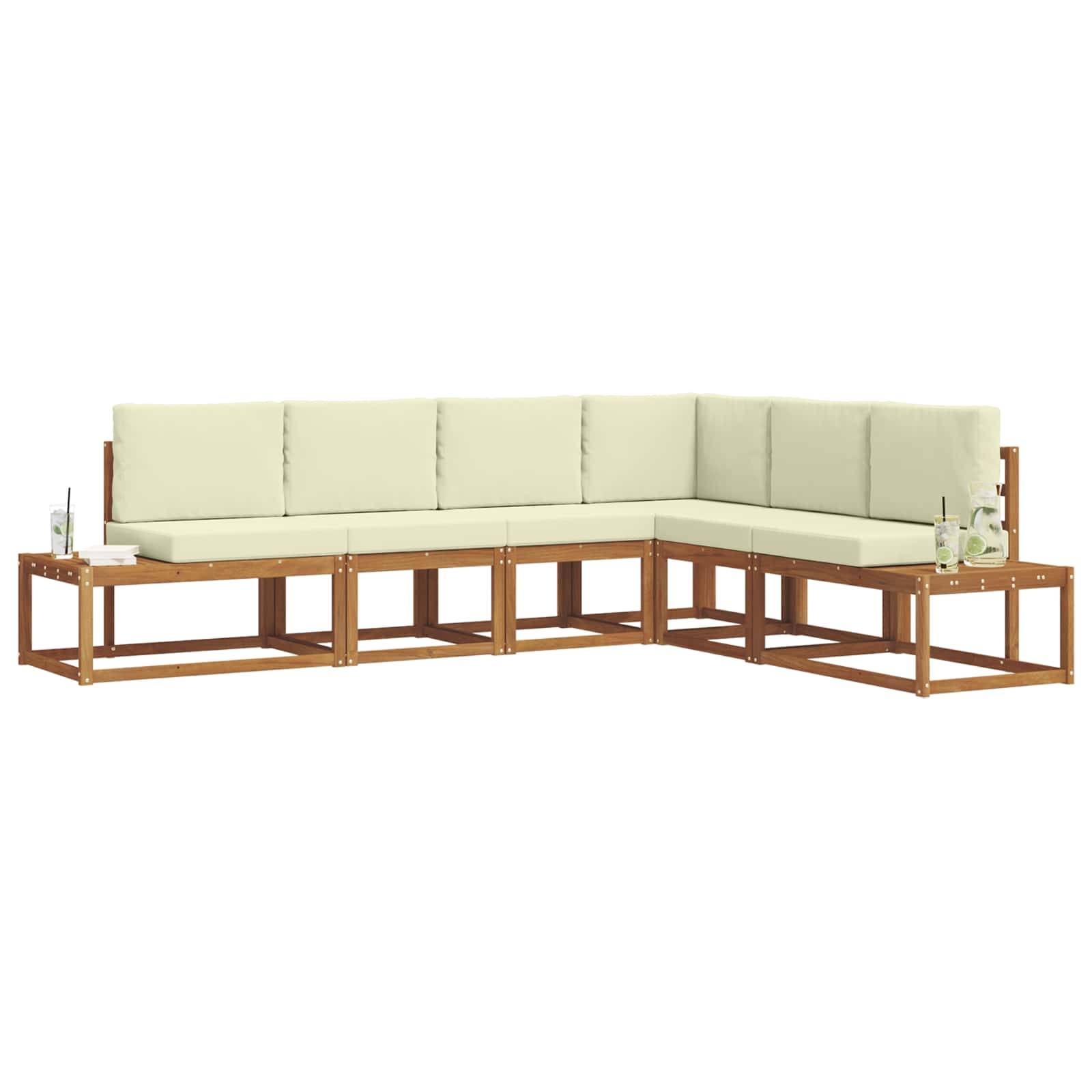 vidaXL Outdoor-Sofagarnitur mit Kissen 6 Stück Natur und Creme