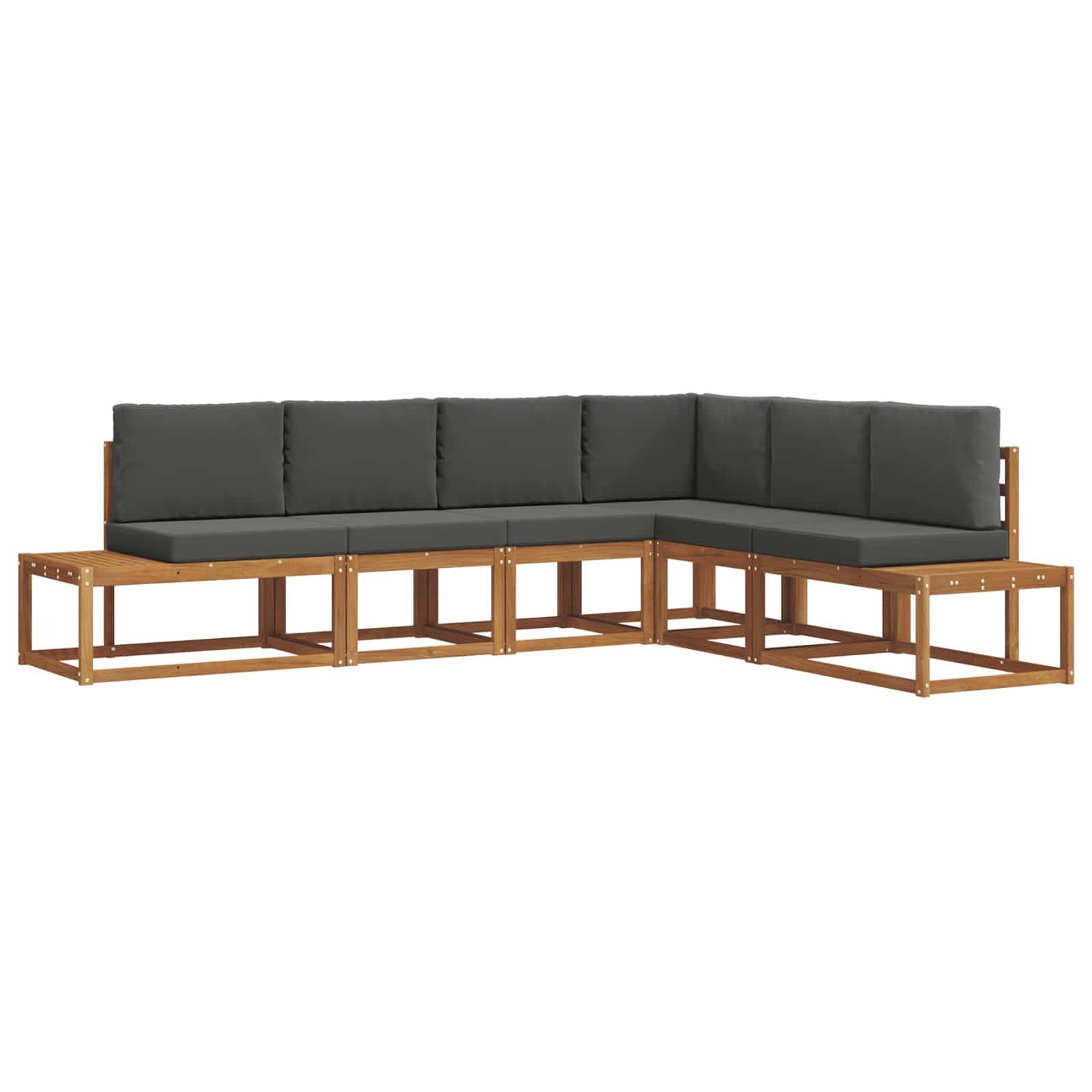 vidaXL Outdoor-Sofagarnitur mit Kissen 6 Stück Natur und Anthrazit