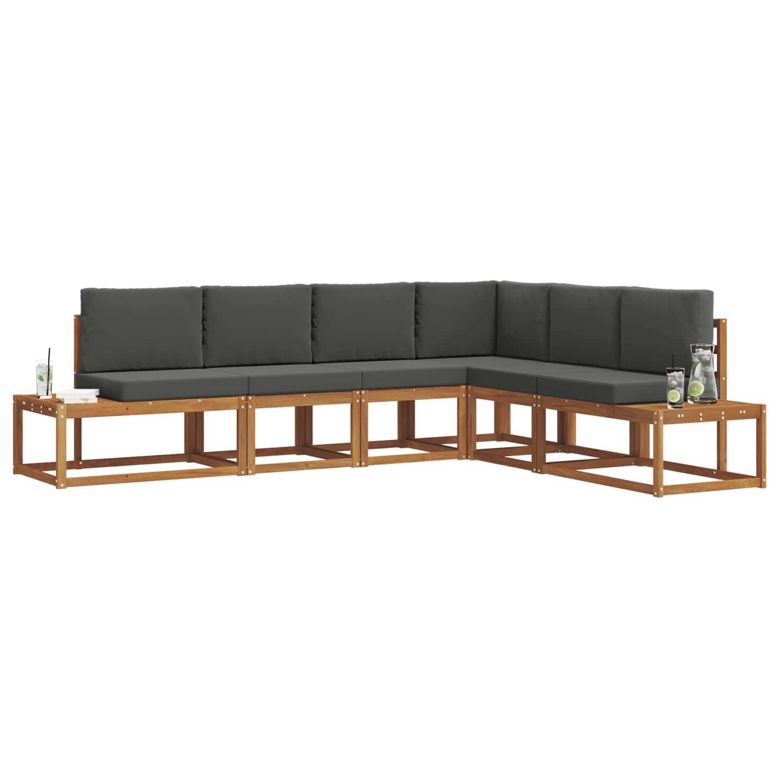 vidaXL Outdoor-Sofagarnitur mit Kissen 6 Stück Natur und Anthrazit
