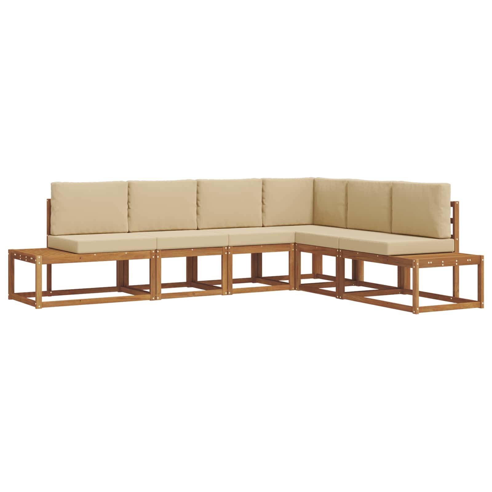 vidaXL Outdoor-Sofagarnitur mit Kissen 6 Stück Natur und Beige