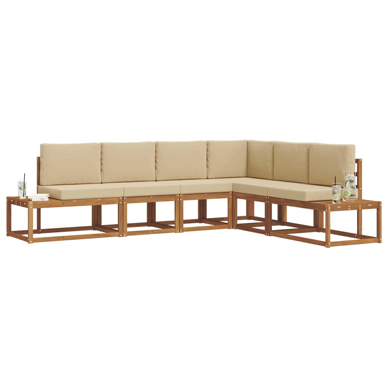 vidaXL Outdoor-Sofagarnitur mit Kissen 6 Stück Natur und Beige