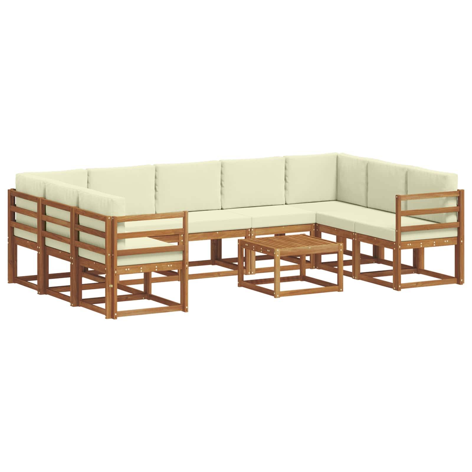 vidaXL Outdoor-Sofagarnitur mit Kissen 10 pcs Natur und Creme