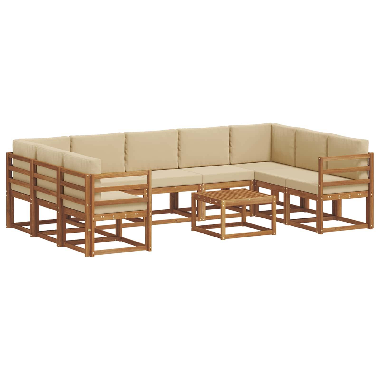 vidaXL Outdoor-Sofagarnitur mit Kissen 10 pcs Natur und Beige