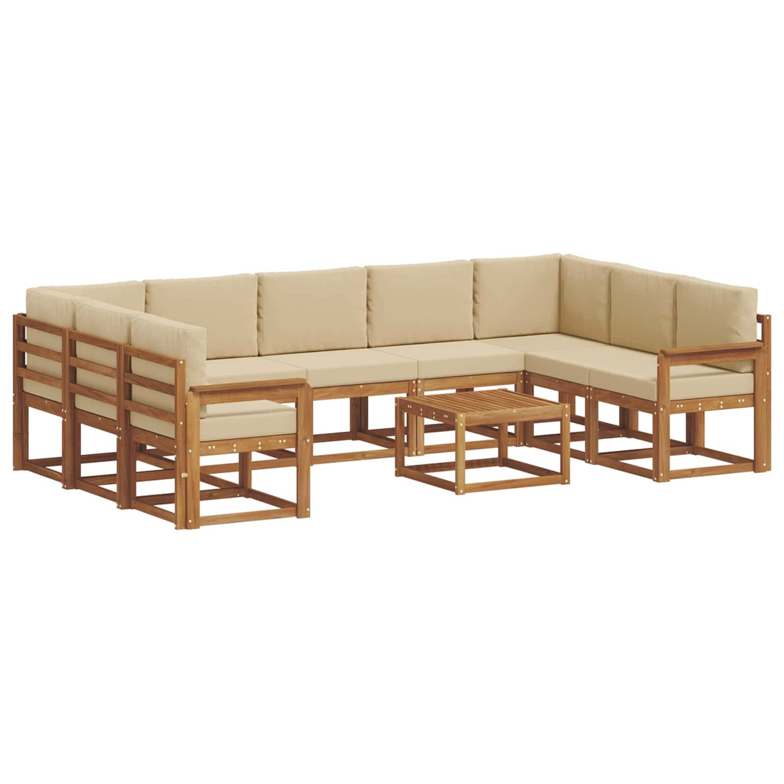vidaXL Outdoor-Sofagarnitur mit Kissen 10 pcs Natur und Beige