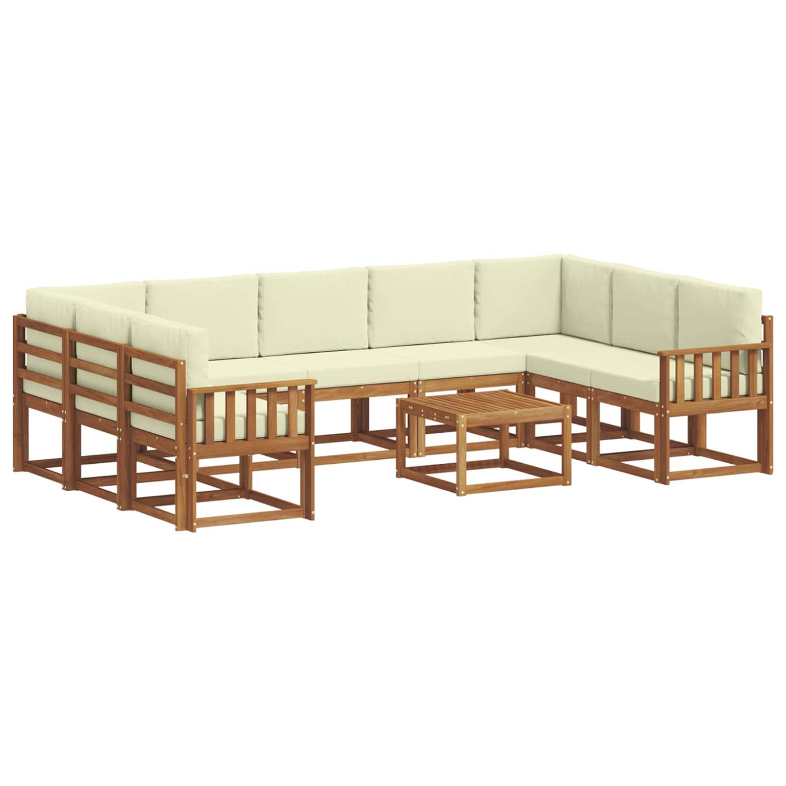 vidaXL Outdoor-Sofagarnitur mit Kissen 10 pcs Natur und Creme