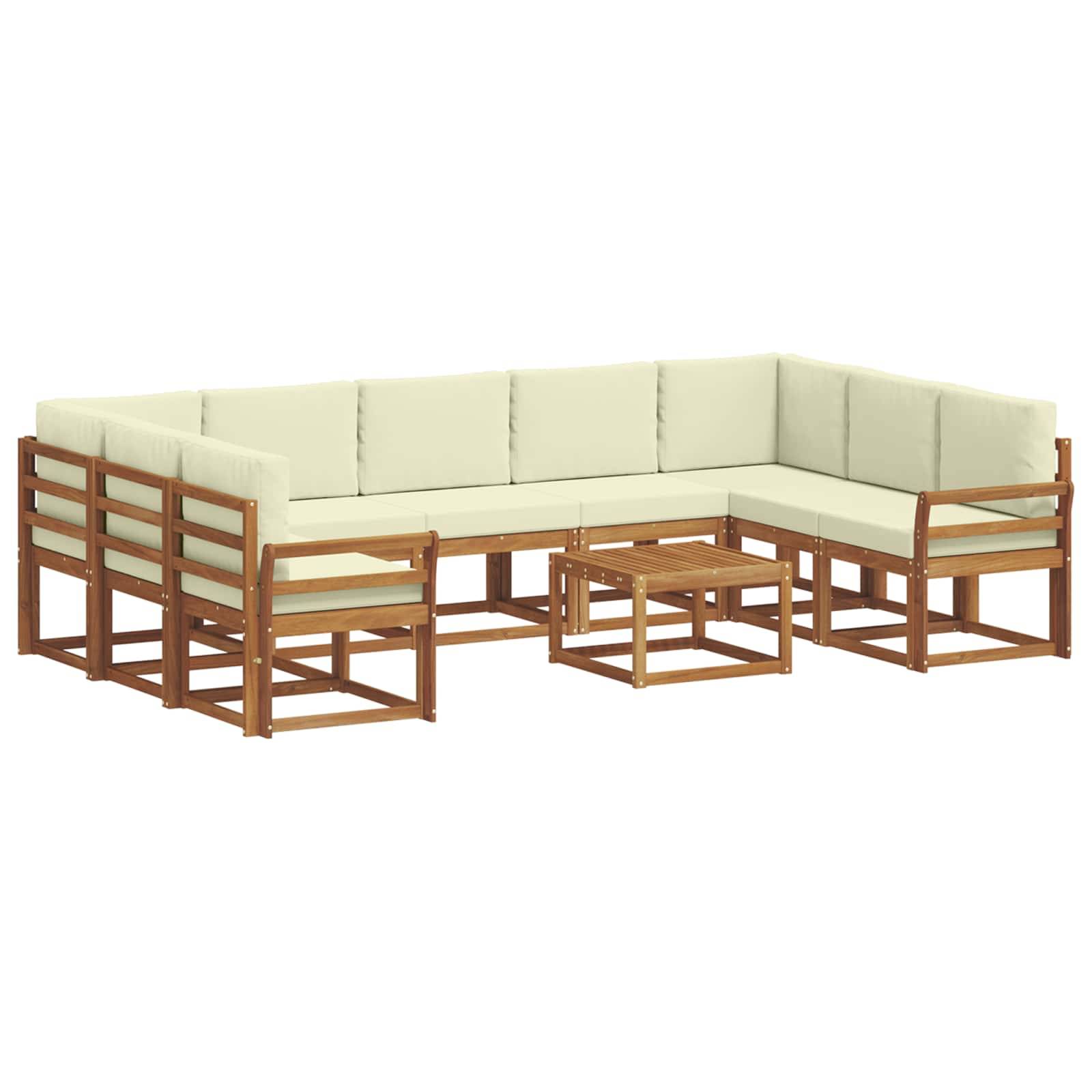 vidaXL Outdoor-Sofagarnitur mit Kissen 10 pcs Natur und Creme