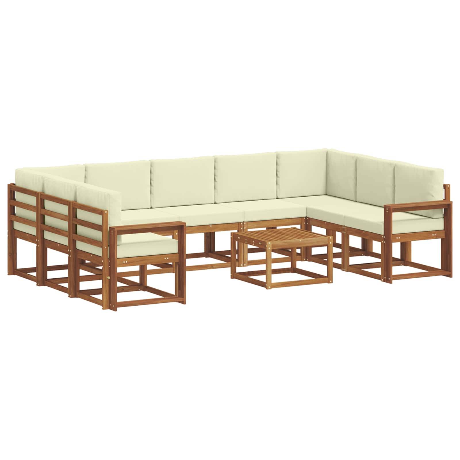 vidaXL Outdoor-Sofagarnitur mit Kissen 10 pcs Natur und Creme