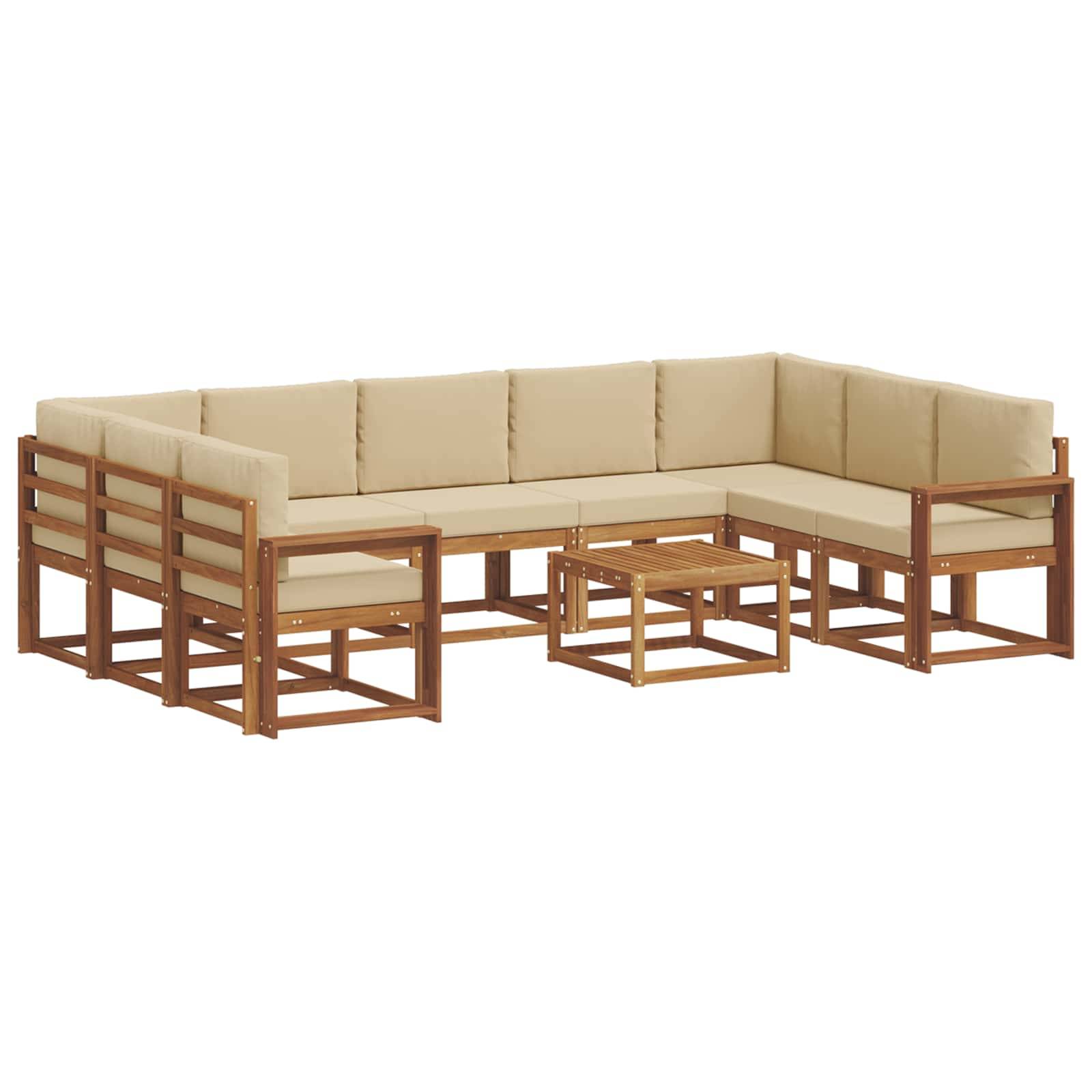 vidaXL Outdoor-Sofagarnitur mit Kissen 10 pcs Natur und Beige