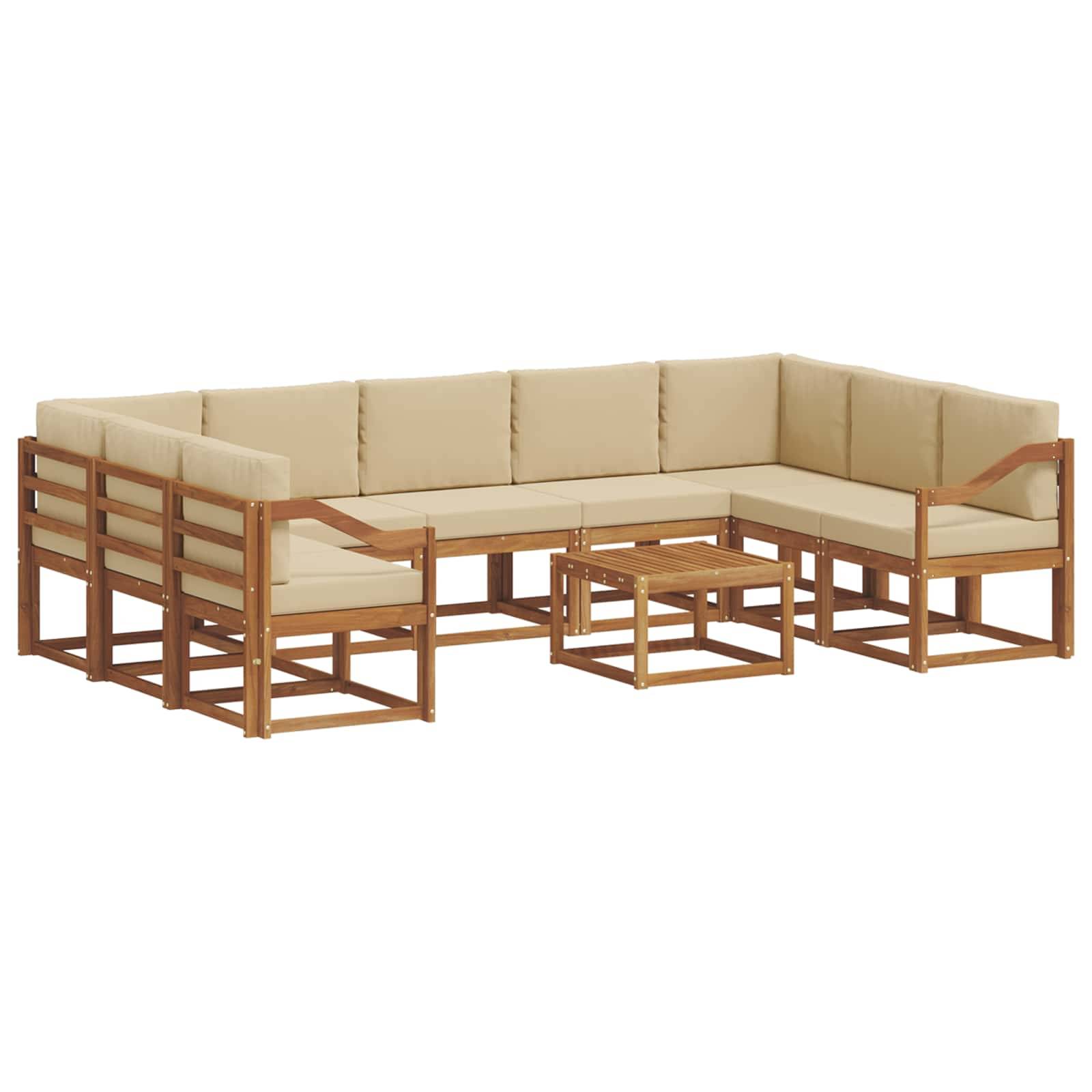 vidaXL Outdoor-Sofagarnitur mit Kissen 10 pcs Natur und Beige