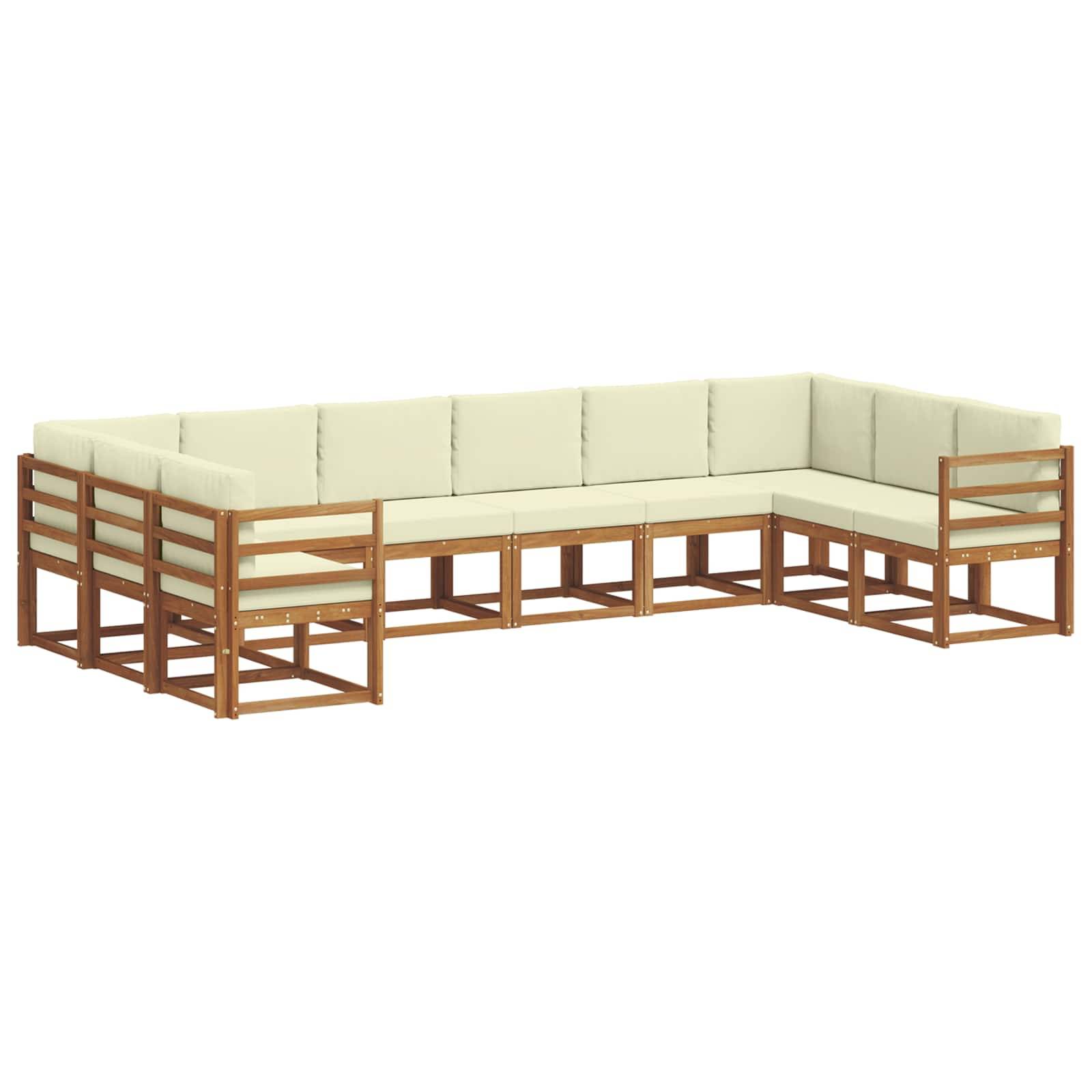 vidaXL Outdoor-Sofagarnitur mit Kissen 10 pcs Natur und Creme