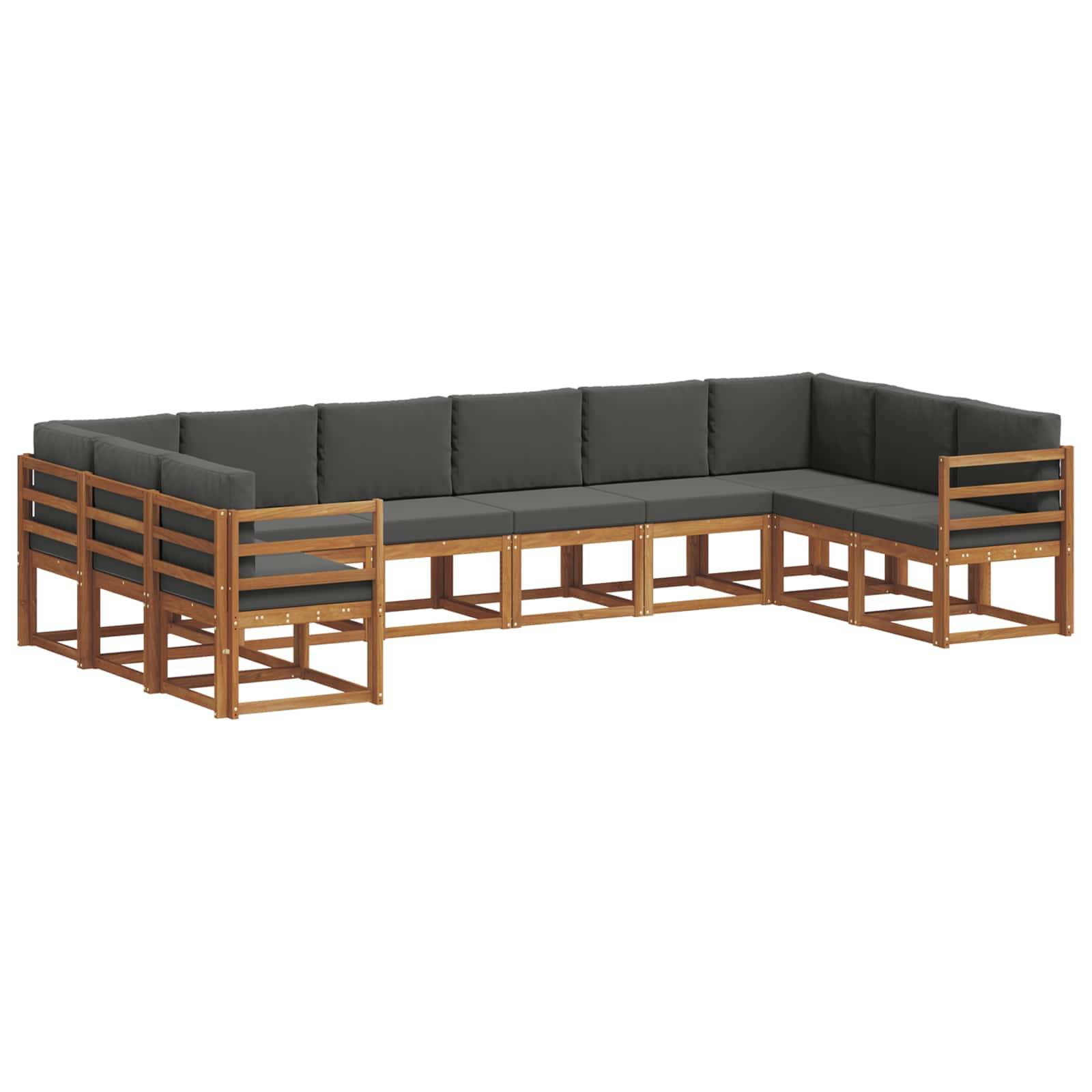 vidaXL Outdoor-Sofagarnitur mit Kissen 10 pcs Natur und Anthrazit