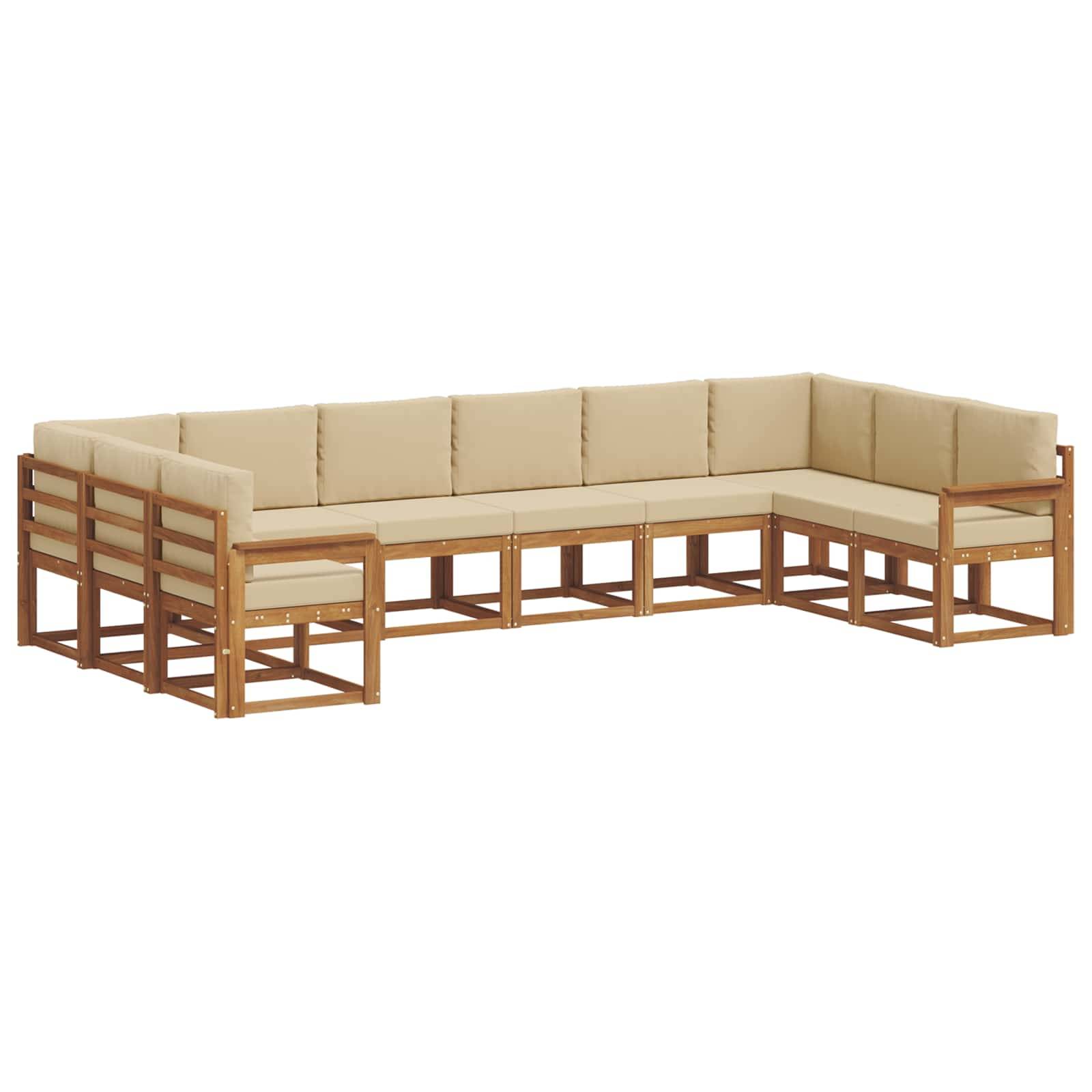 vidaXL Outdoor-Sofagarnitur mit Kissen 10 pcs Natur und Beige