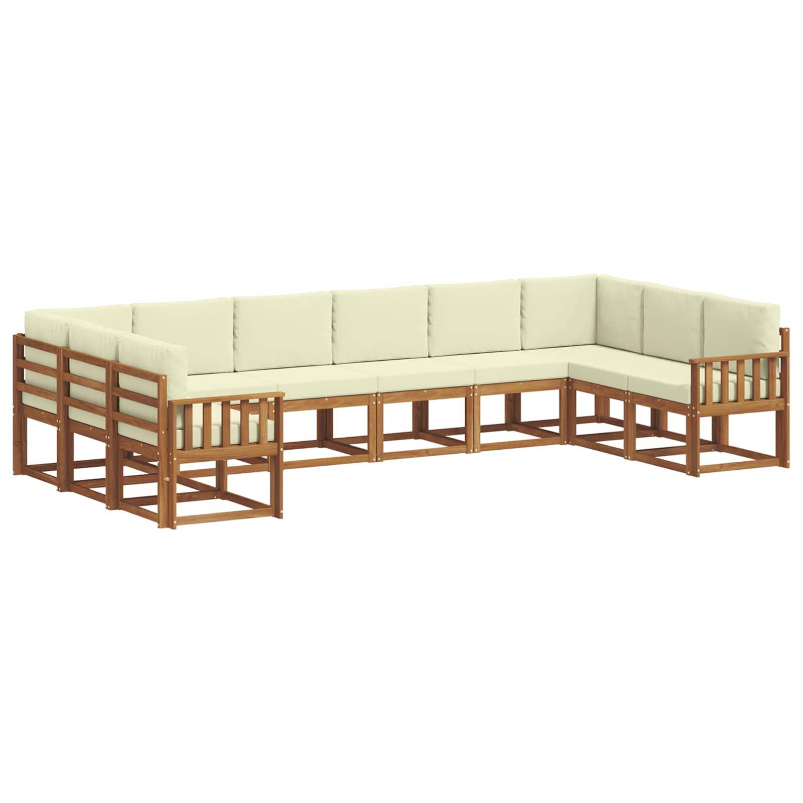 vidaXL Outdoor-Sofagarnitur mit Kissen 10 pcs Natur und Creme