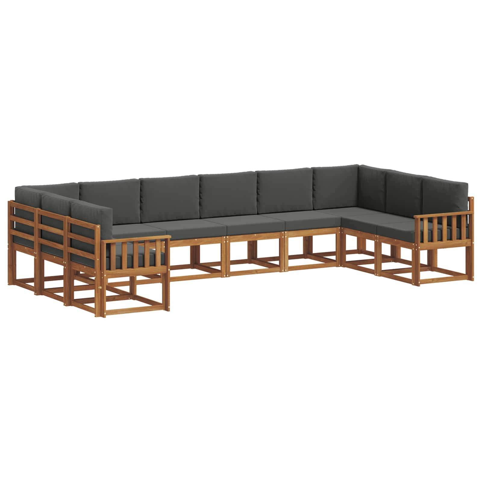 vidaXL Outdoor-Sofagarnitur mit Kissen 10 pcs Natur und Anthrazit