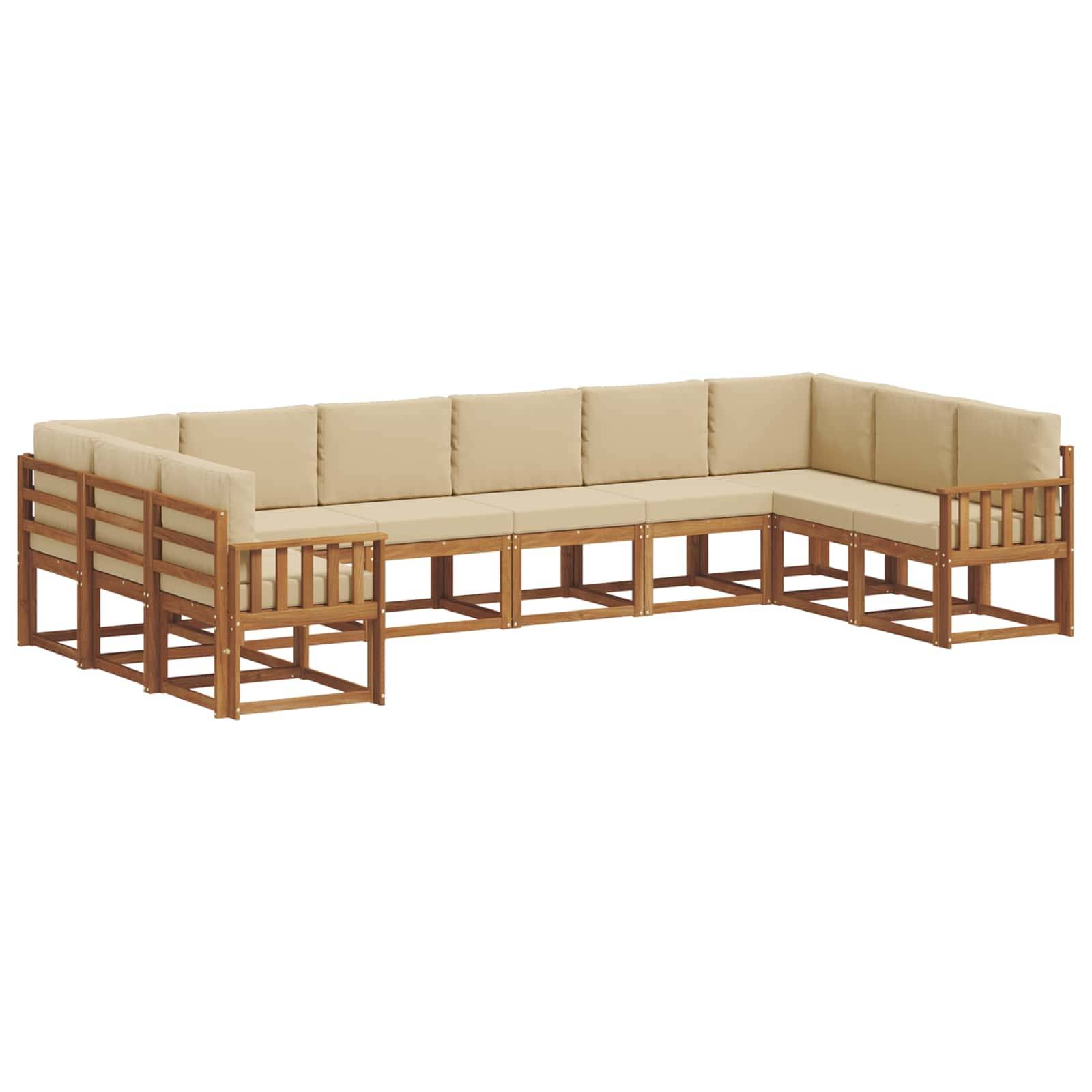 vidaXL Outdoor-Sofagarnitur mit Kissen 10 pcs Natur und Beige