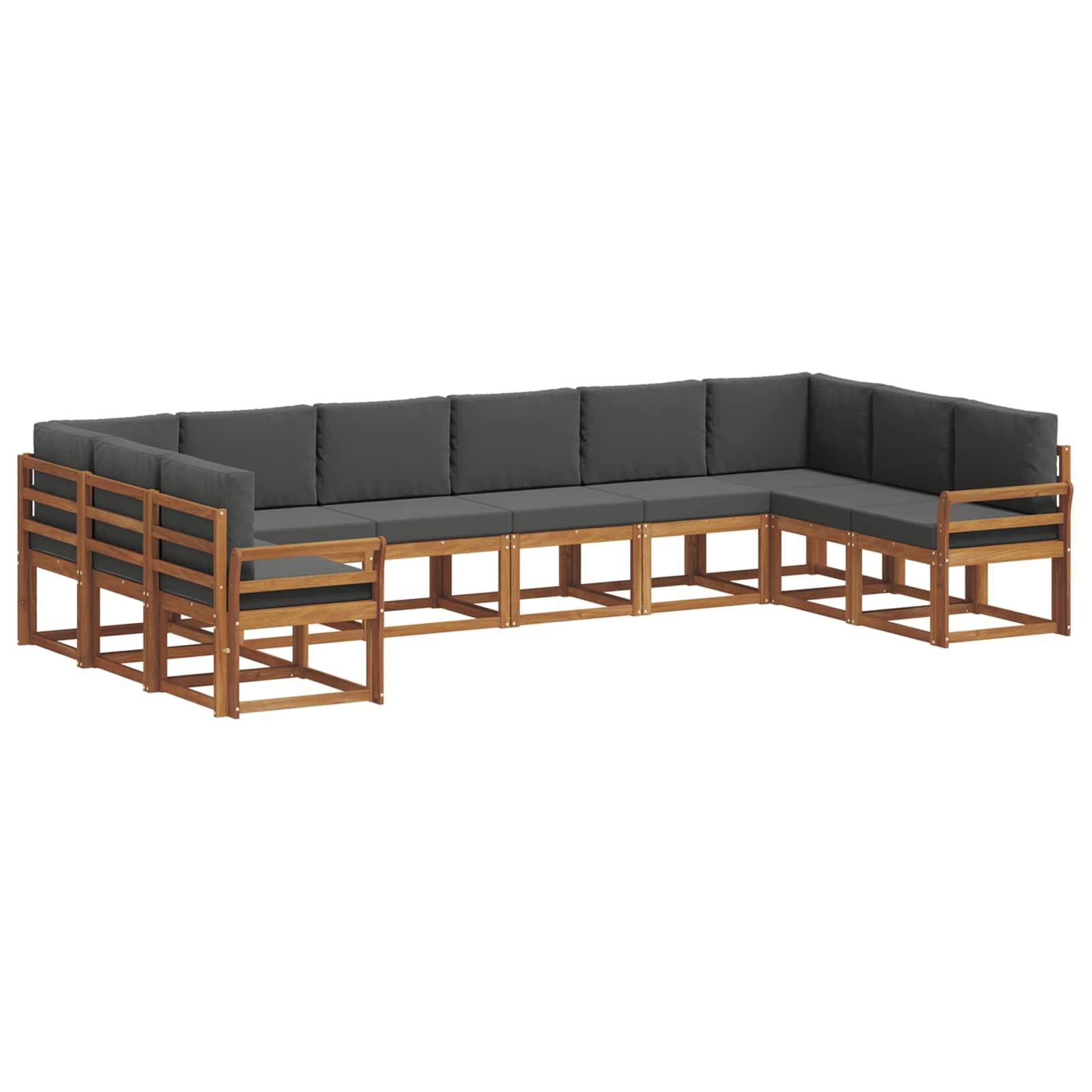 vidaXL Outdoor-Sofagarnitur mit Kissen 10 pcs Natur und Anthrazit