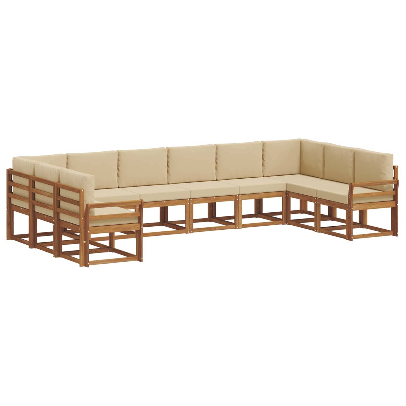 vidaXL Outdoor-Sofagarnitur mit Kissen 10 pcs Natur und Beige