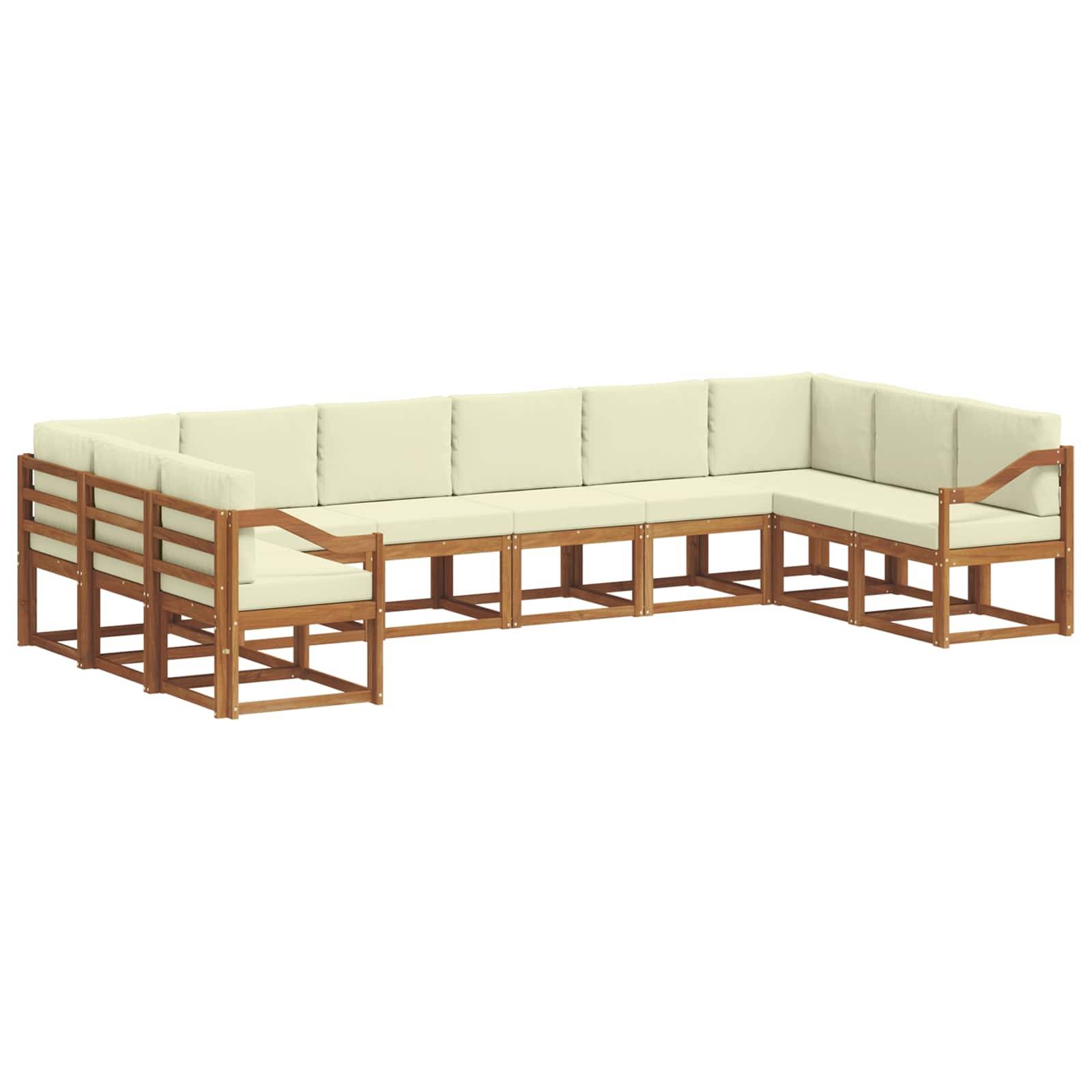 vidaXL Outdoor-Sofagarnitur mit Kissen 10 pcs Natur und Creme