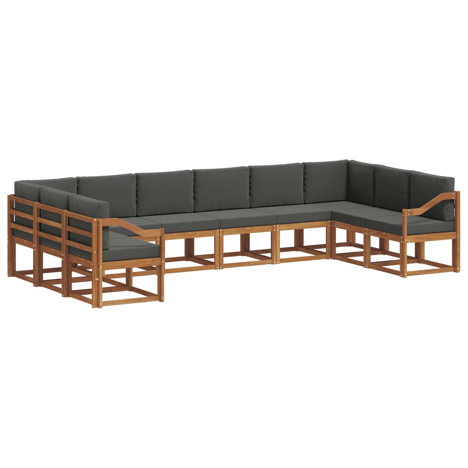vidaXL Outdoor-Sofagarnitur mit Kissen 10 pcs Natur und Anthrazit