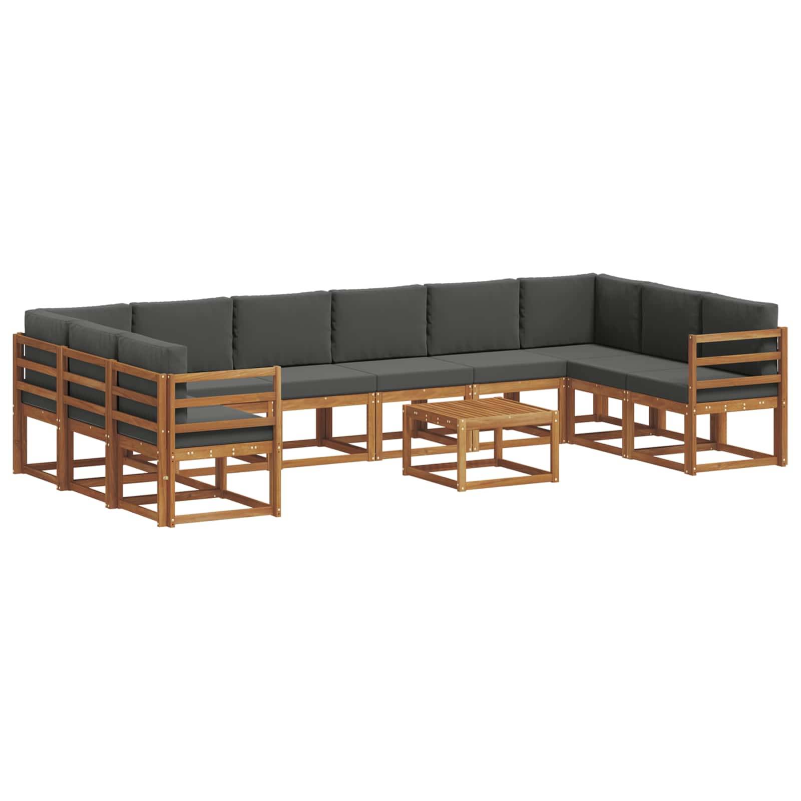 vidaXL Outdoor-Sofagarnitur mit Kissen 11 pcs Natur und Anthrazit