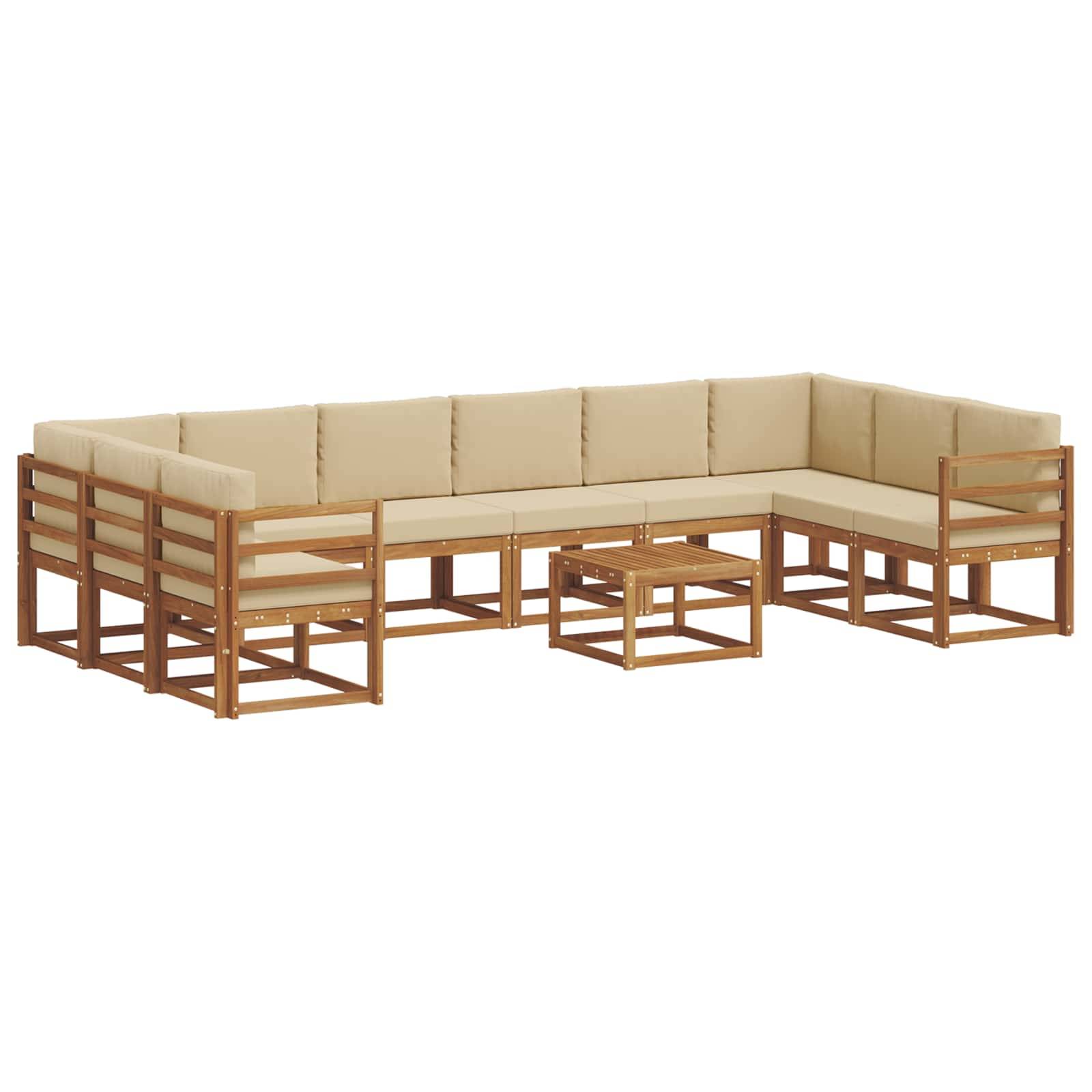 vidaXL Outdoor-Sofagarnitur mit Kissen 11 pcs Natur und Beige
