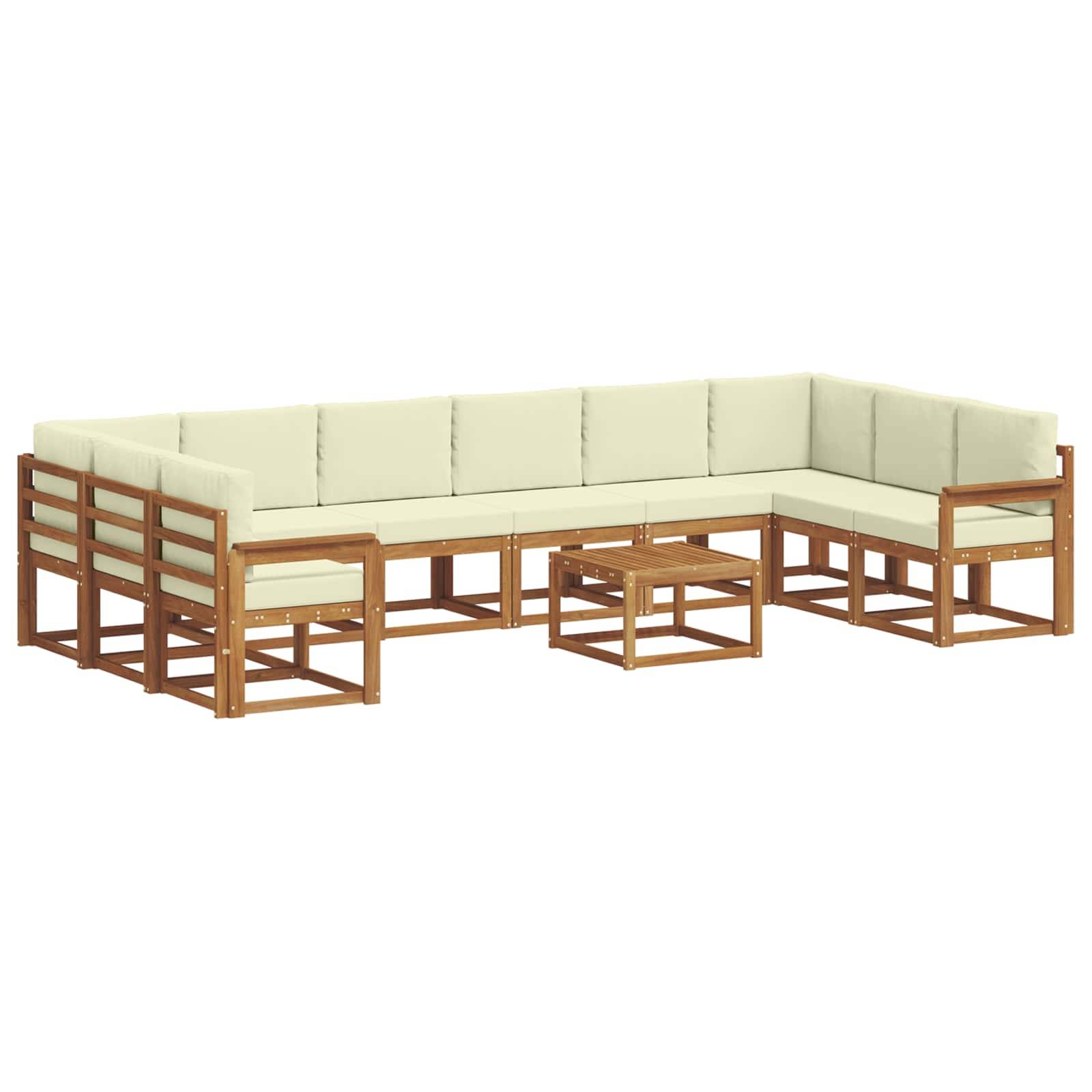 vidaXL Outdoor-Sofagarnitur mit Kissen 11 pcs Natur und Creme