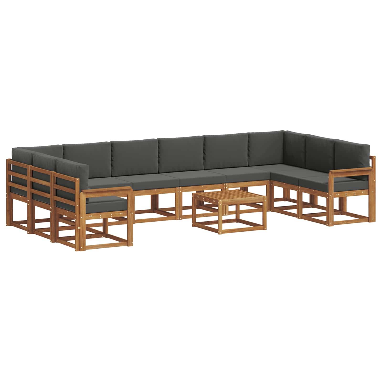 vidaXL Outdoor-Sofagarnitur mit Kissen 11 pcs Natur und Anthrazit