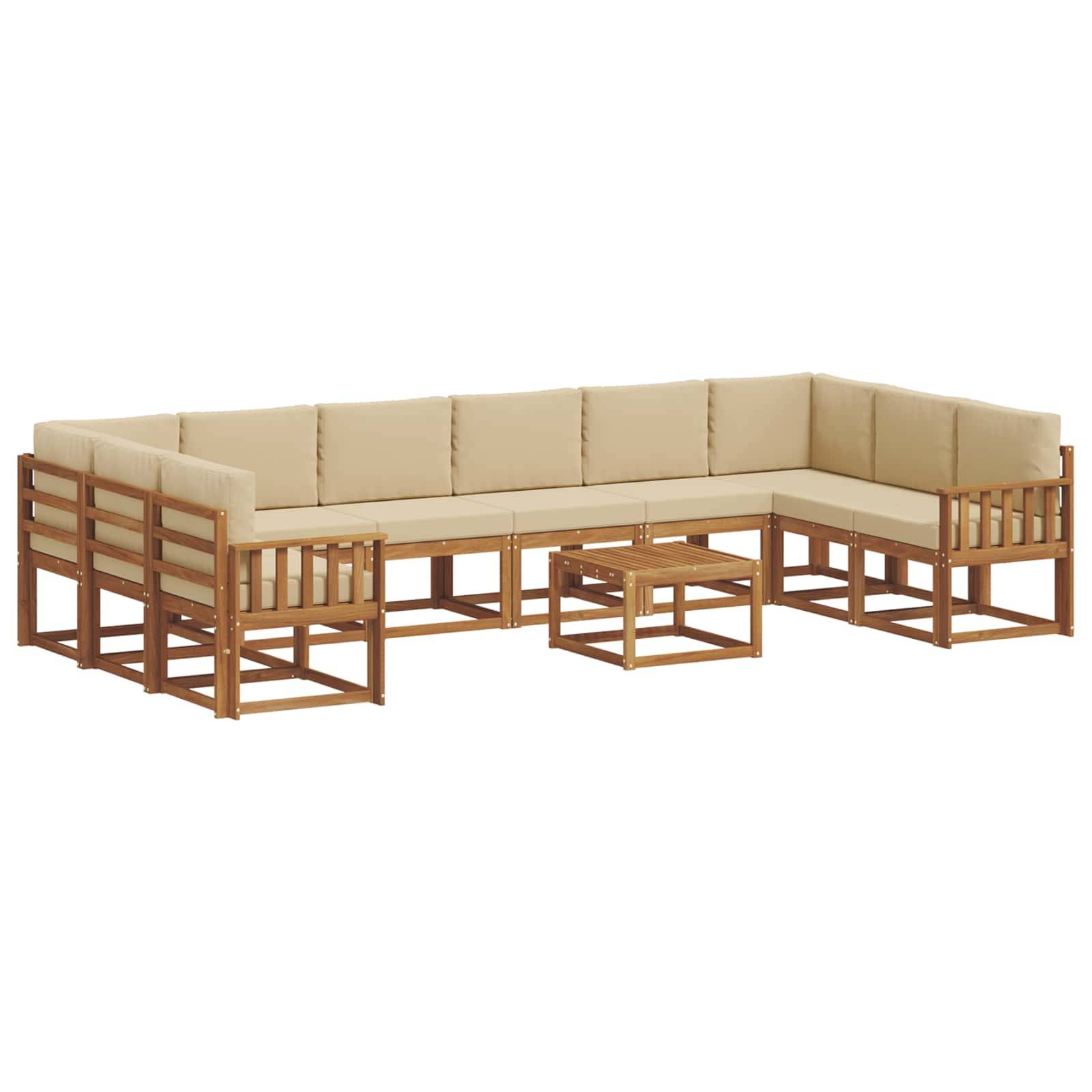 vidaXL Outdoor-Sofagarnitur mit Kissen 11 pcs Natur und Beige