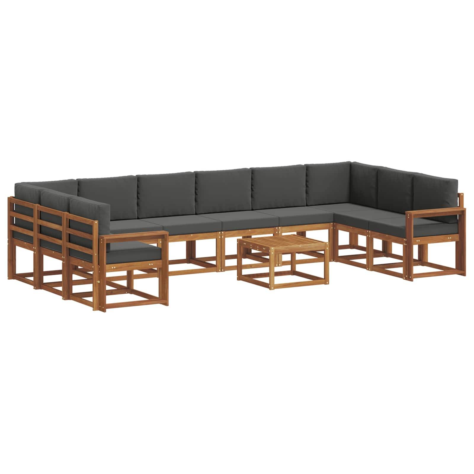 vidaXL Outdoor-Sofagarnitur mit Kissen 11 pcs Natur und Anthrazit