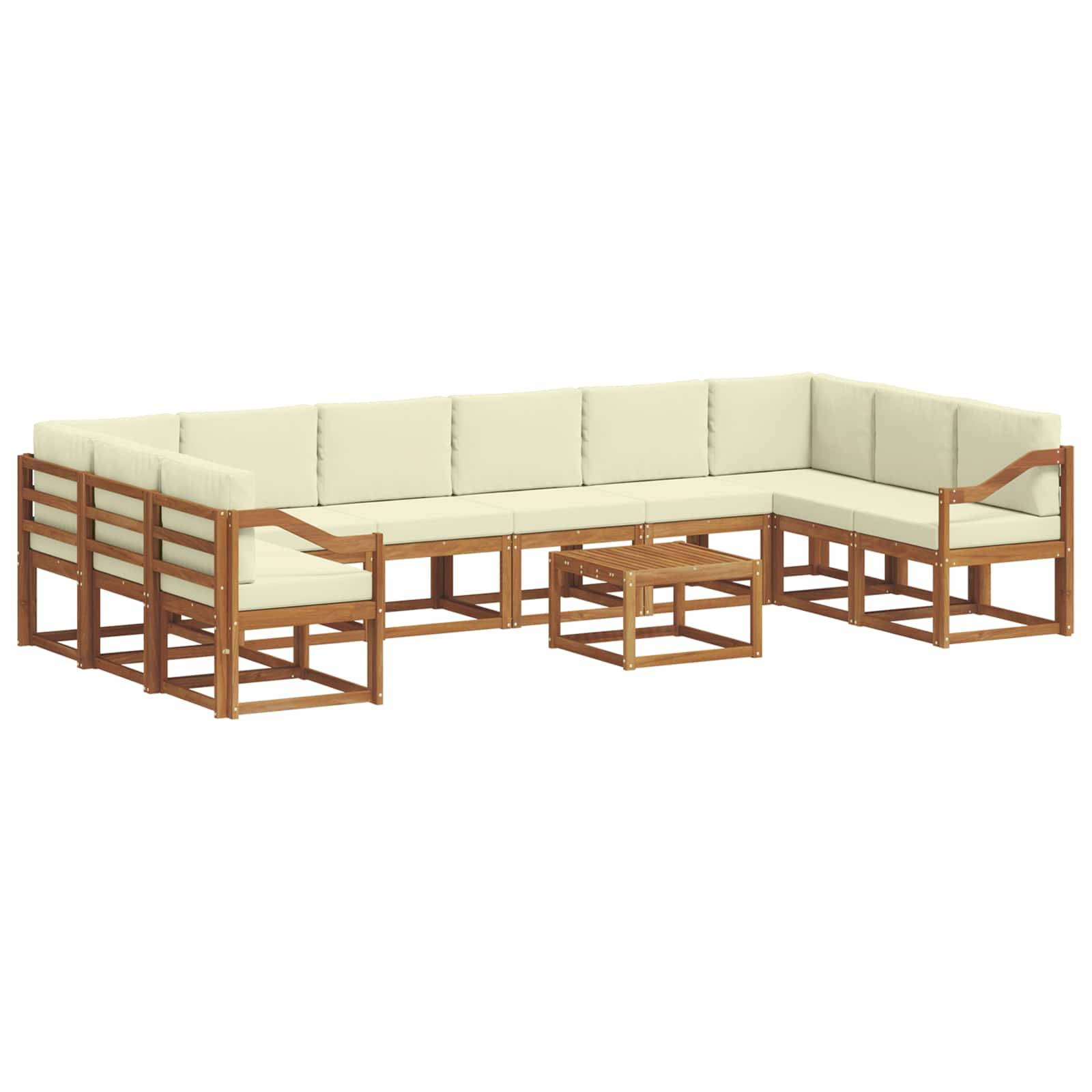 vidaXL Outdoor-Sofagarnitur mit Kissen 11 pcs Natur und Creme